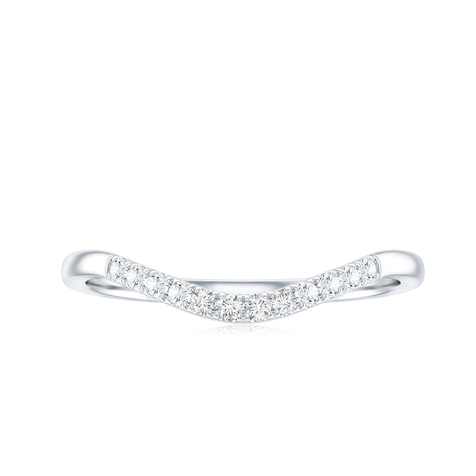 Curved Stackable Ring with Certified Moissanite D-VS1 - Rosec Jewels