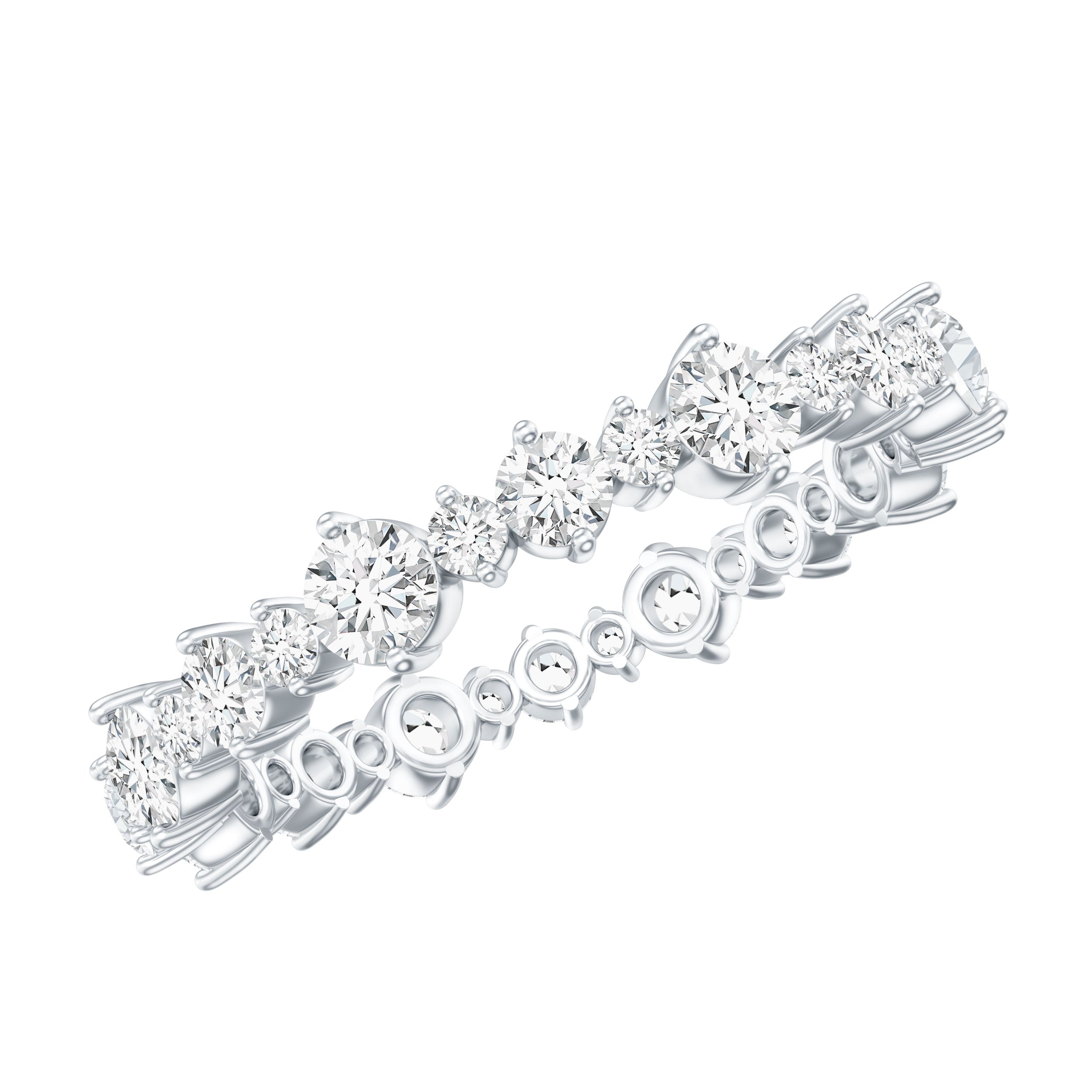Round Certified Moissanite Stackable Eternity Ring For Women