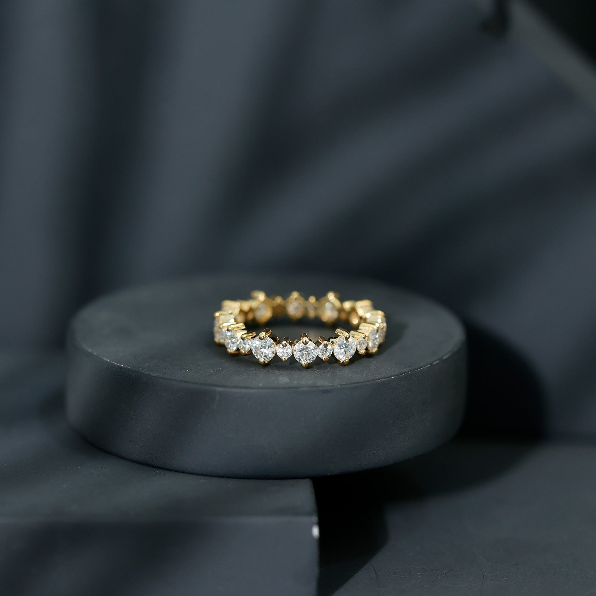 Rosec Jewels-Round Certified Moissanite Stackable Eternity Ring For Women