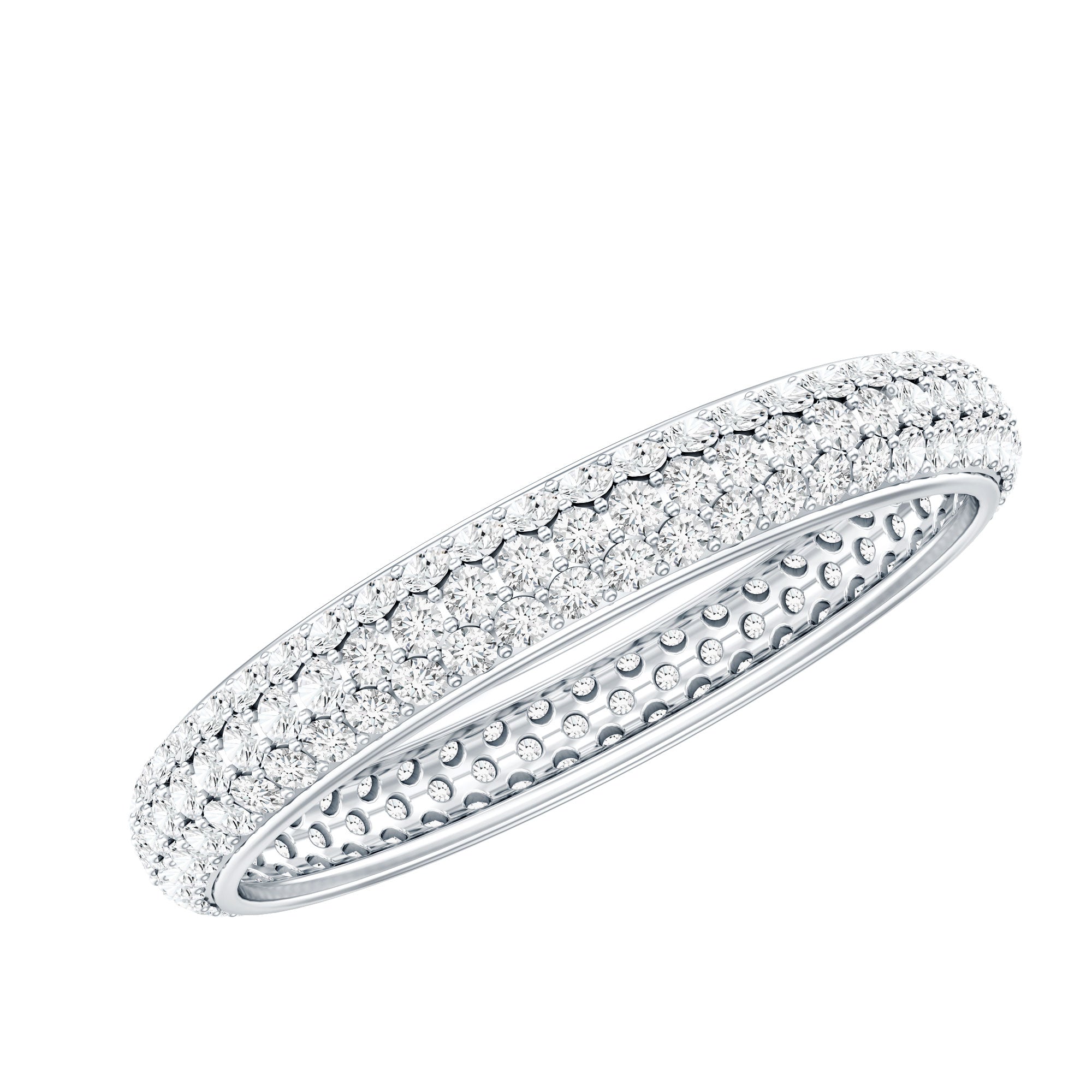 Micro Pave Set Moissanite Eternity Wedding Band for Women