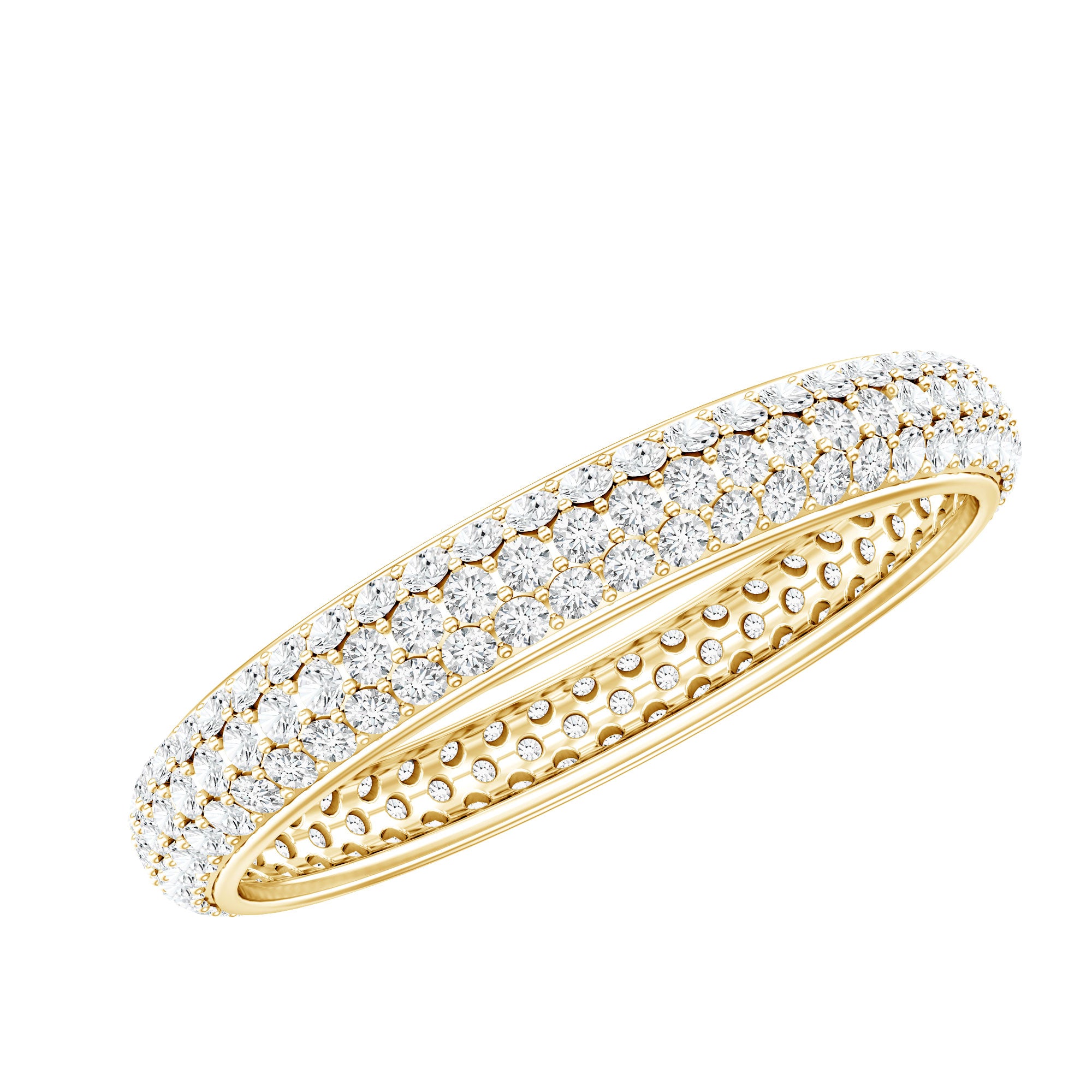 Micro Pave Set Moissanite Eternity Wedding Band for Women D-VS1 - Rosec Jewels