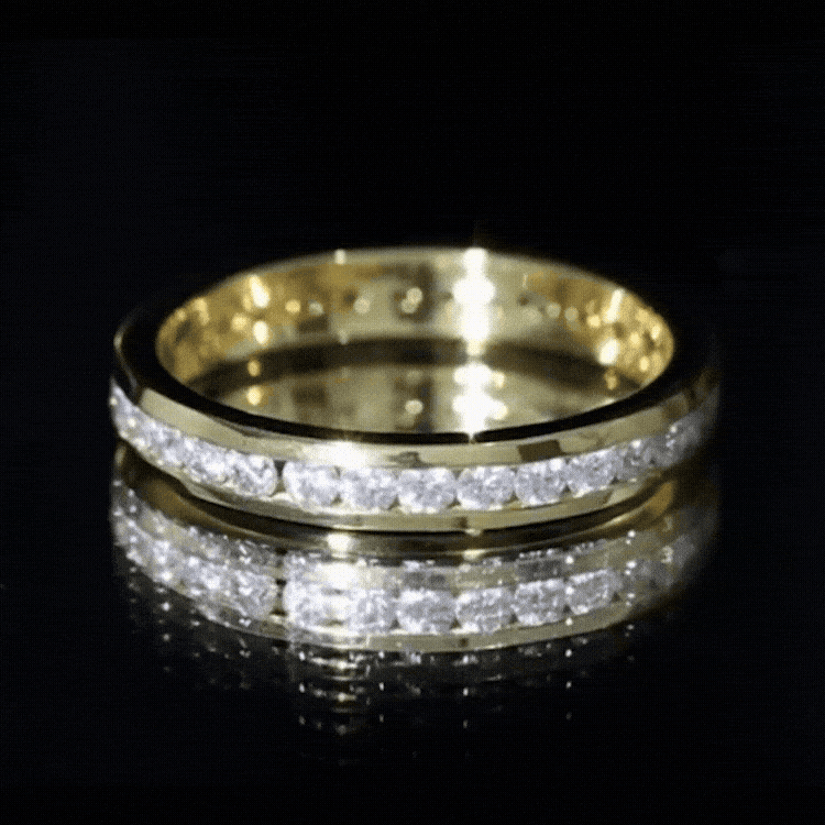 Channel Set Round Moissanite Full Eternity Band Ring D-VS1 - Rosec Jewels