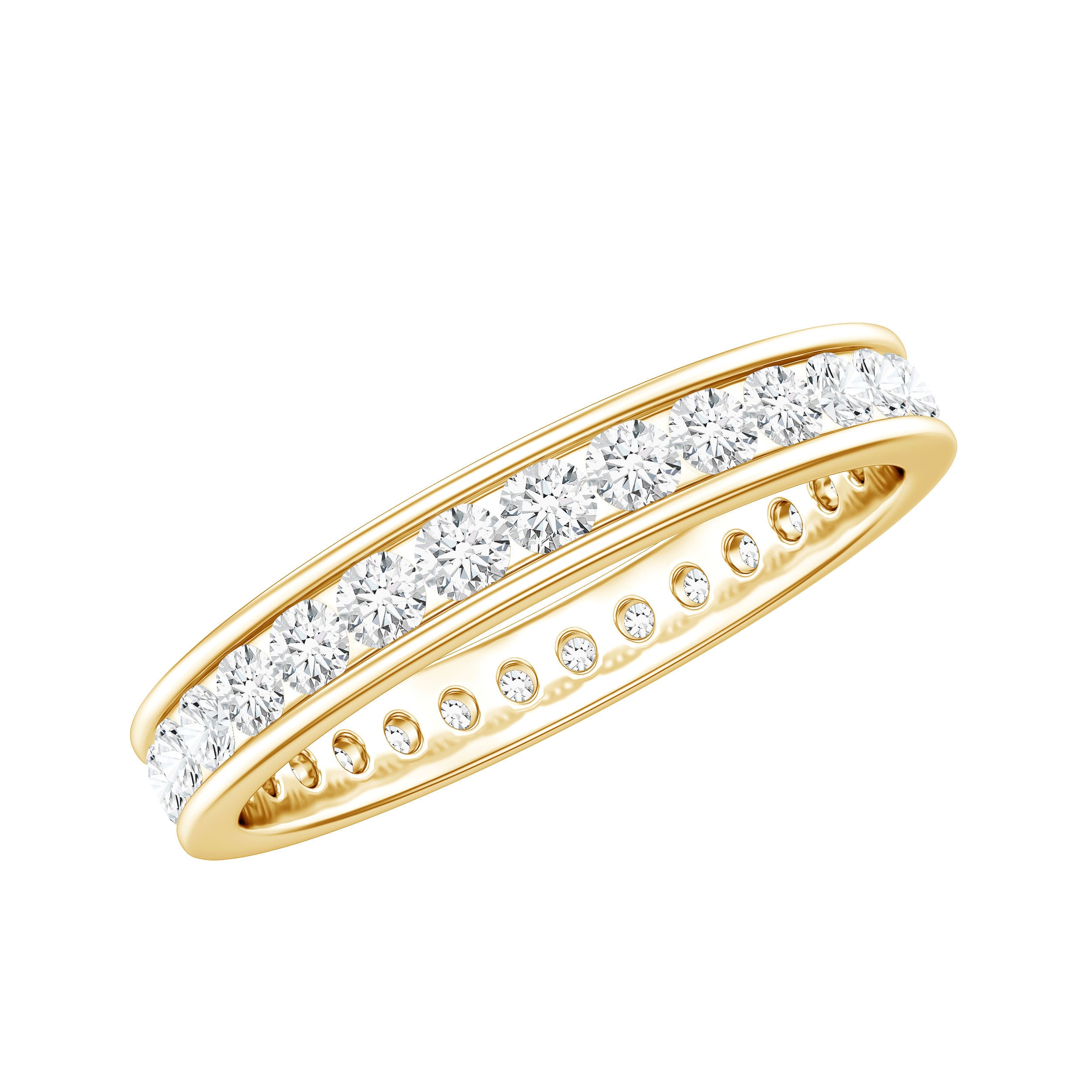 Channel Set Round Moissanite Full Eternity Band Ring D-VS1 - Rosec Jewels