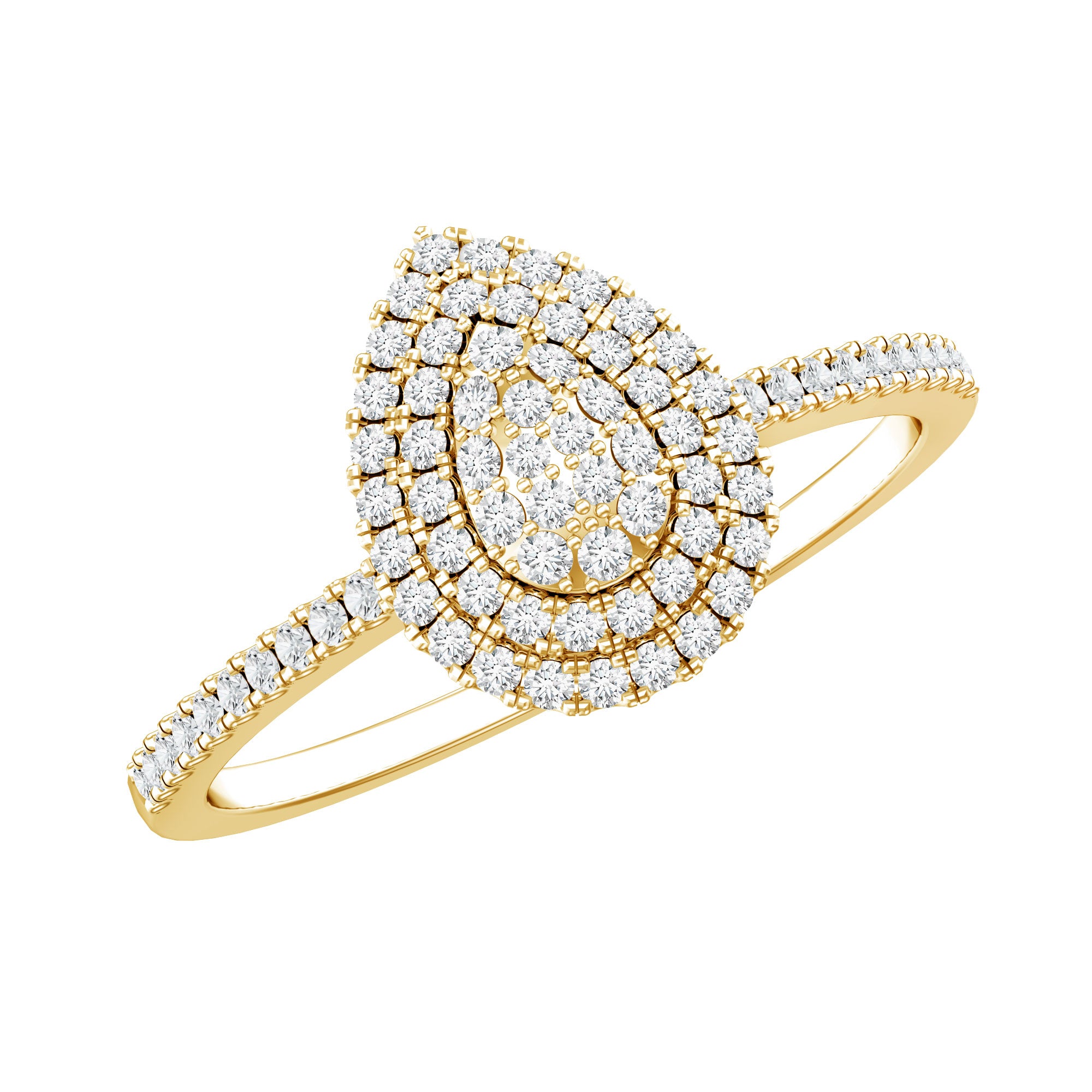 Diamond Pear Shaped Engagement Ring Natural - ( HI-SI ) - Rosec Jewels