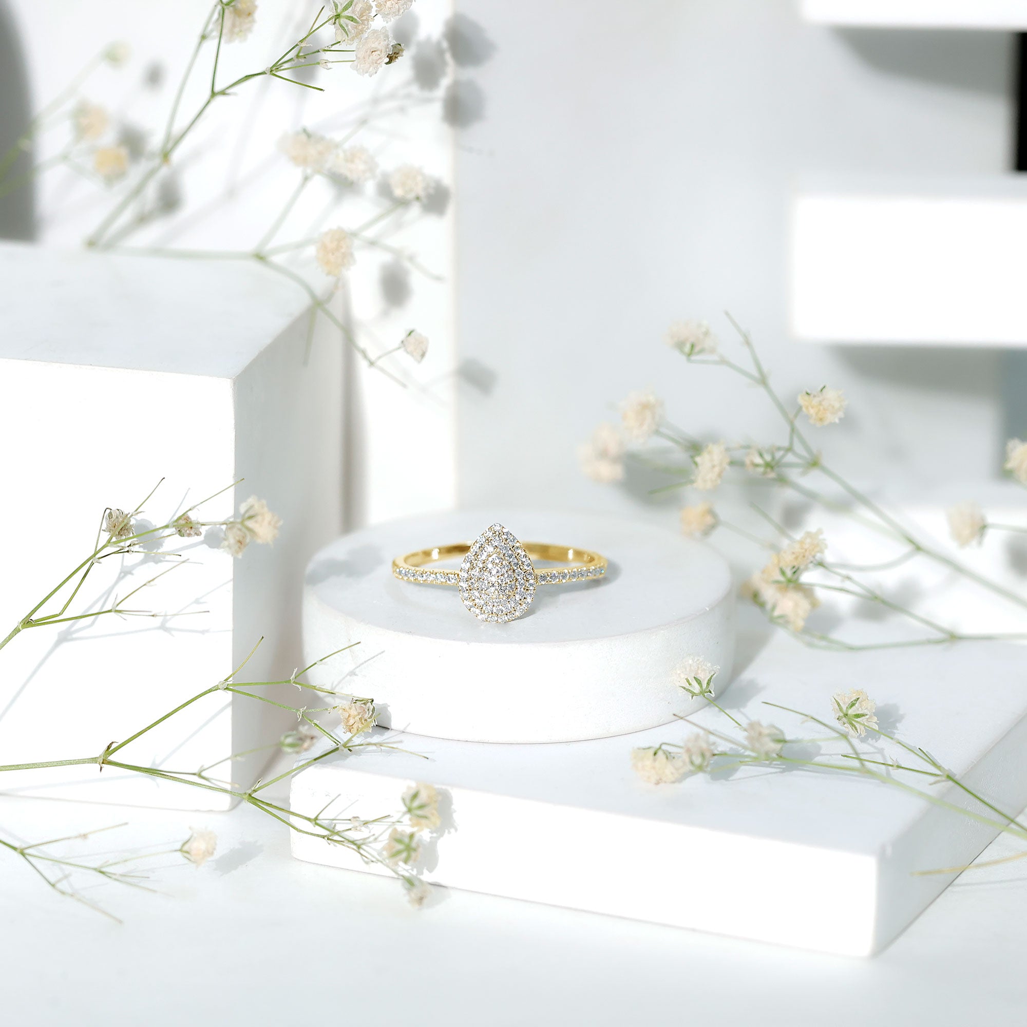 Diamond Pear Shaped Engagement Ring Natural - ( HI-SI ) - Rosec Jewels