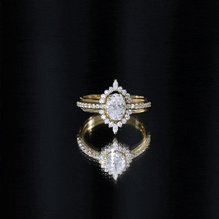 Certified Moissanite Oval Engagement Ring Set With Wedding Bands D-VS1 - Rosec Jewels