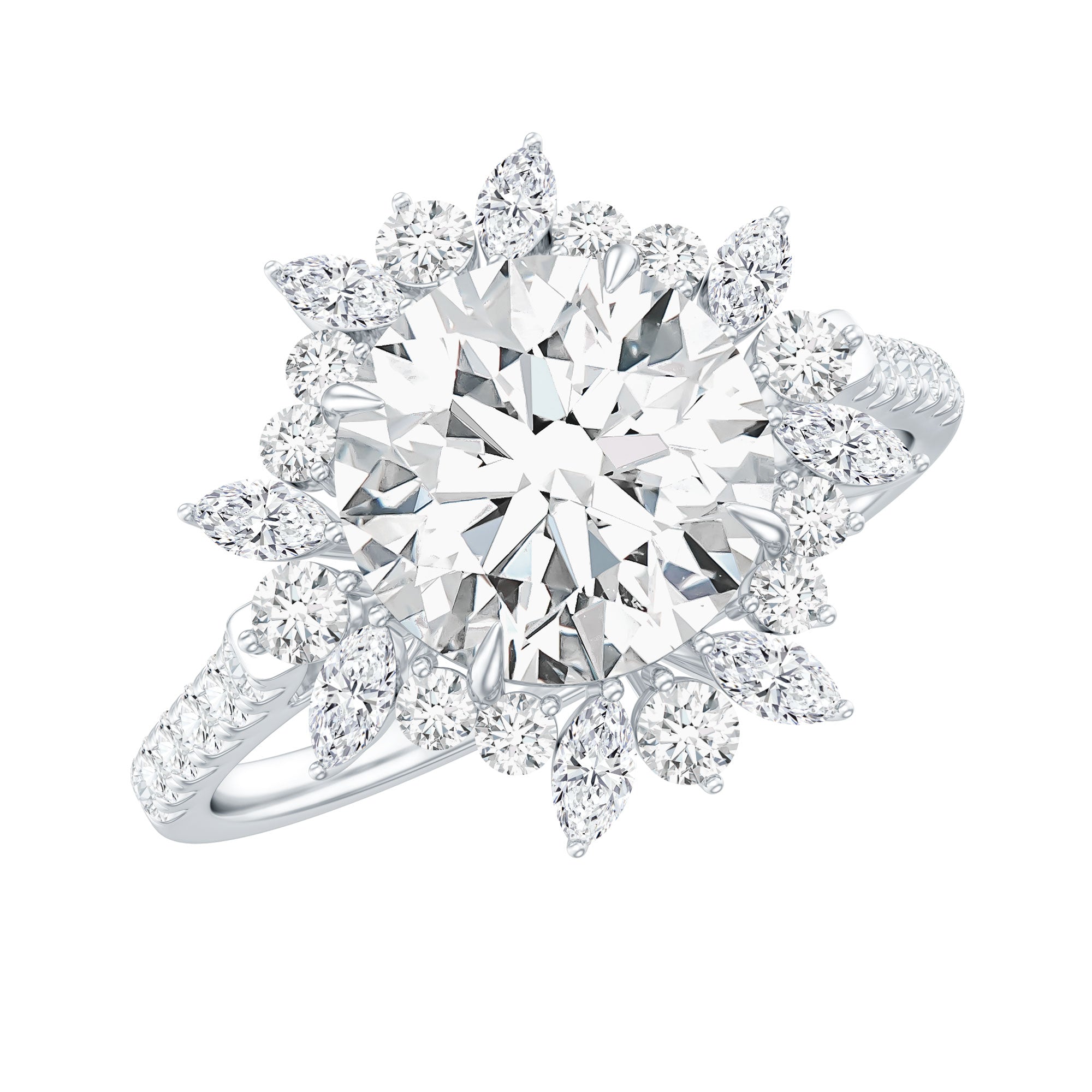 Certified Round Moissanite Halo Engagement Ring for Her D-VS1 - Rosec Jewels