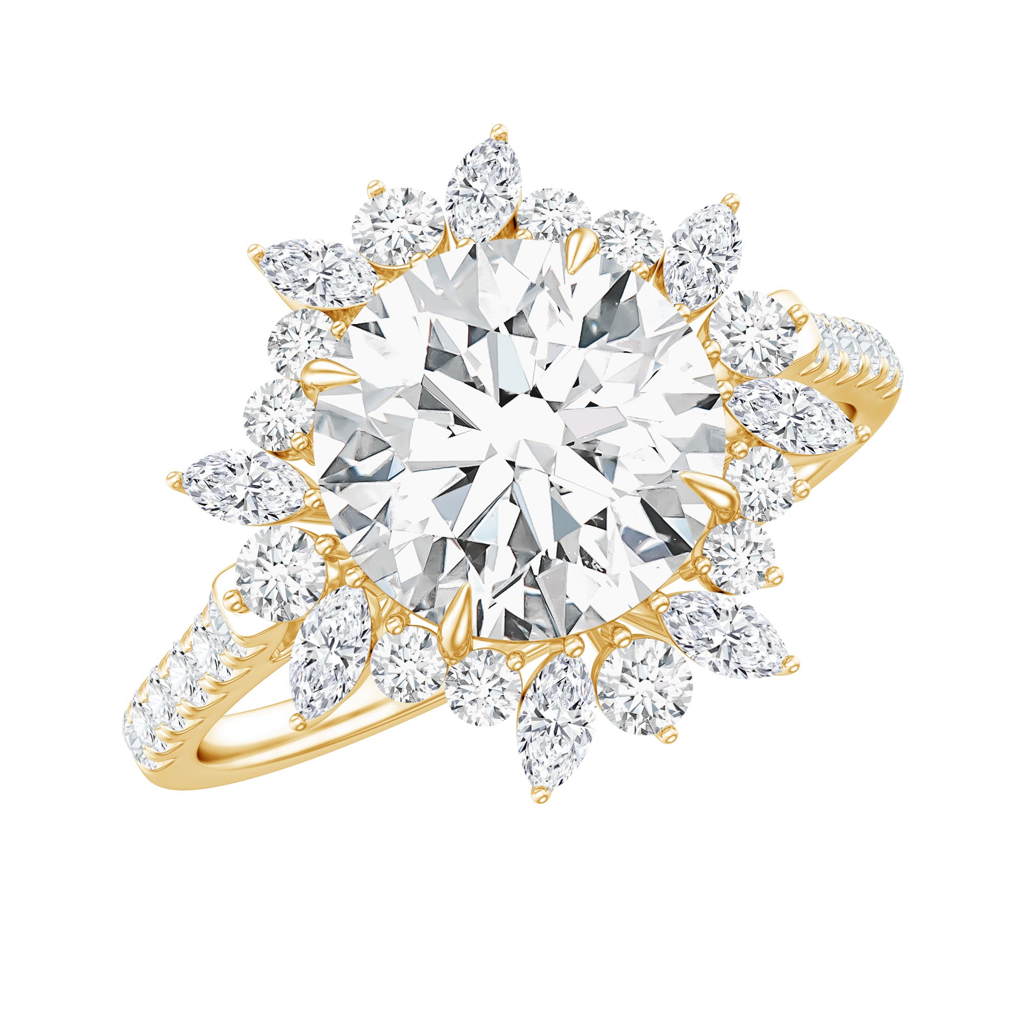 Certified Round Moissanite Halo Engagement Ring for Her D-VS1 - Rosec Jewels