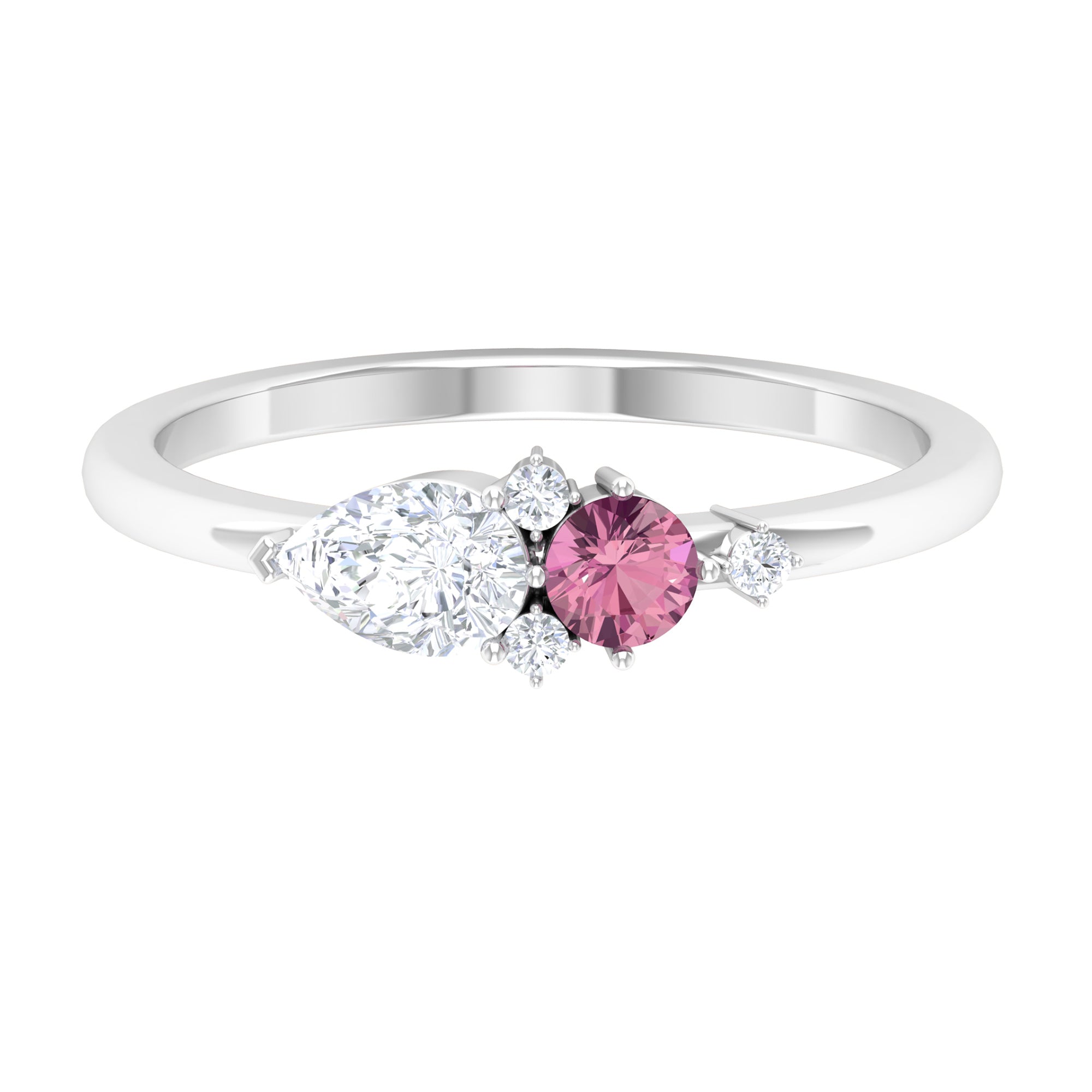 Rosec Jewels-Pink Tourmaline and Moissanite Cluster Promise Ring