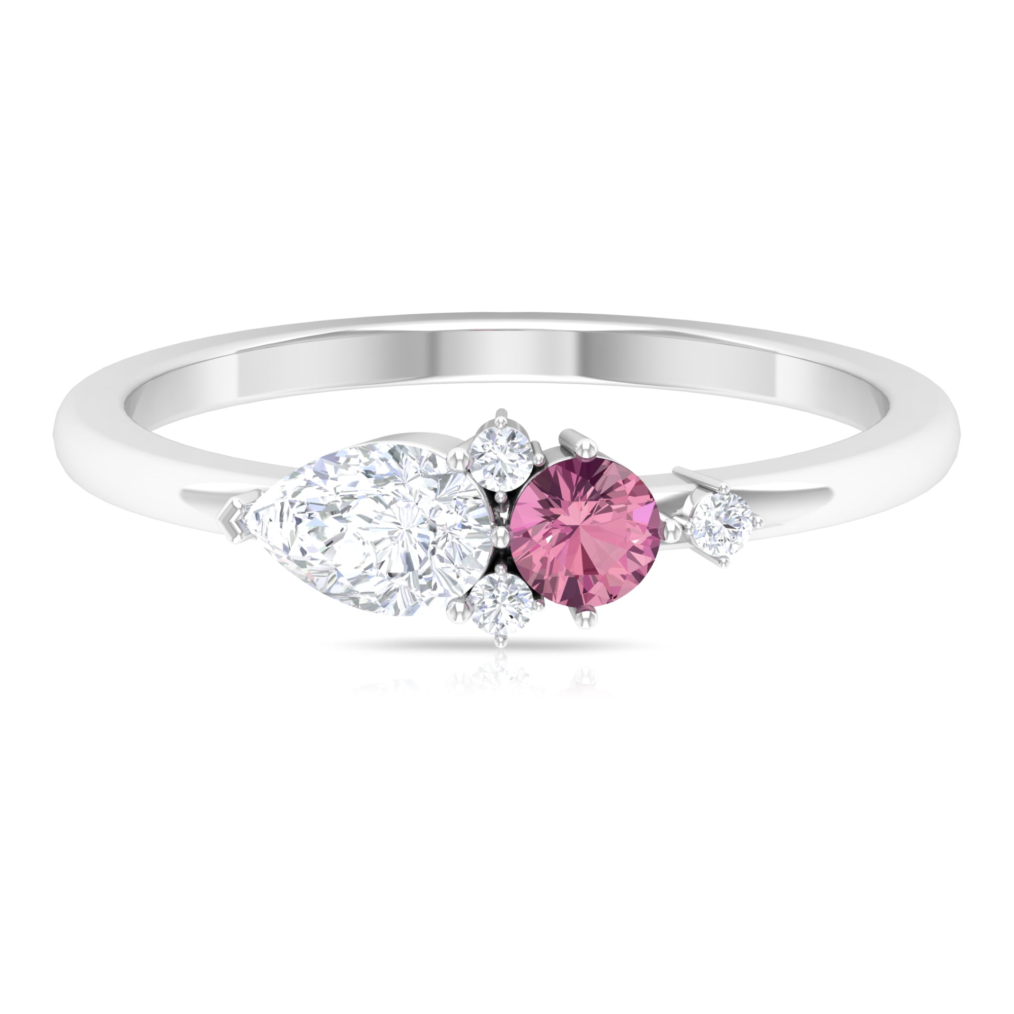 Rosec Jewels-Pink Tourmaline and Moissanite Cluster Promise Ring