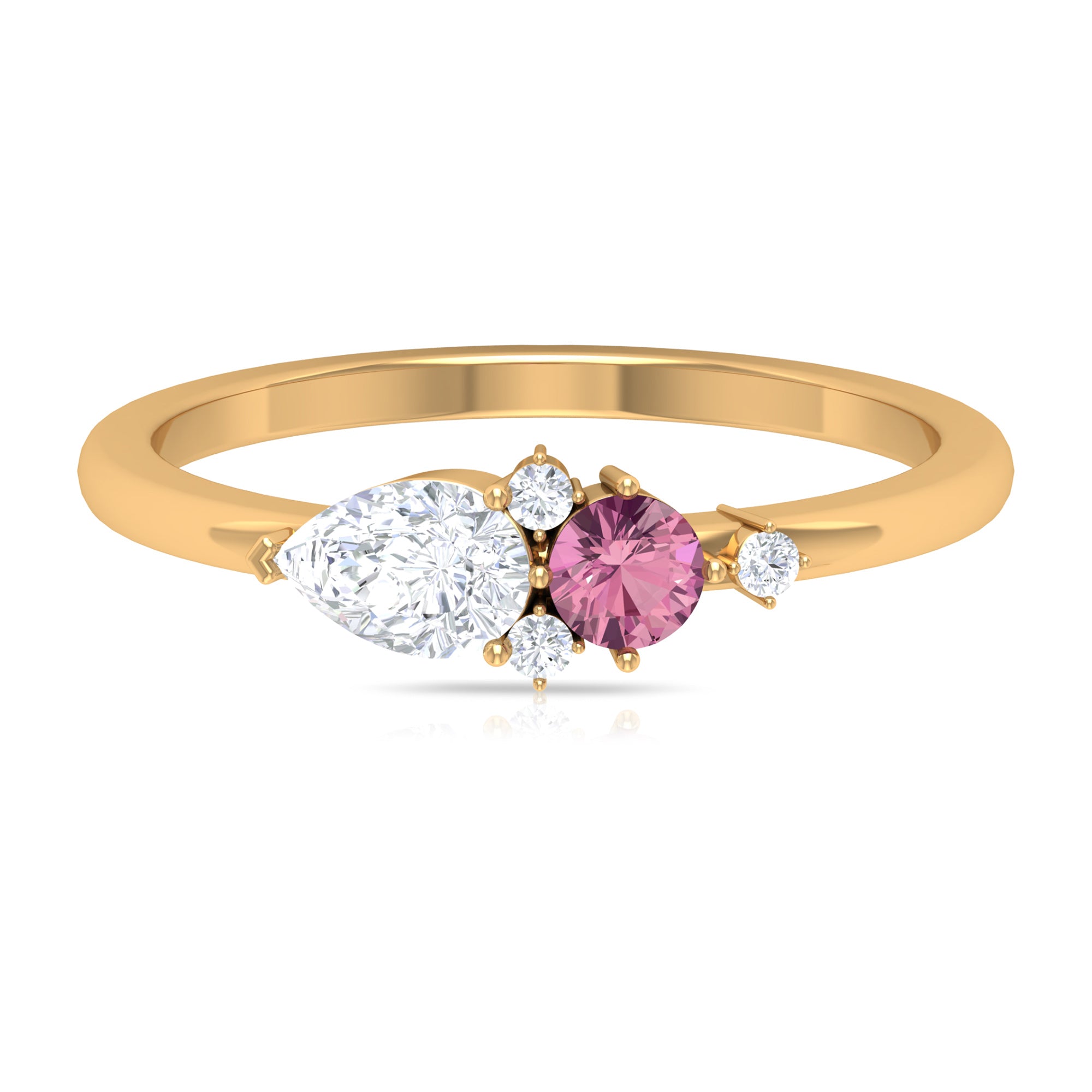Rosec Jewels-Pink Tourmaline and Moissanite Cluster Promise Ring