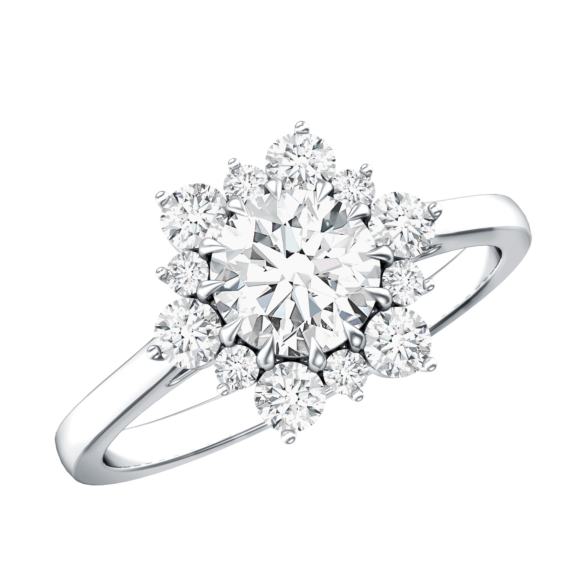 Claw Set Moissanite Halo Engagement Ring with Certificate D-VS1 - Rosec Jewels