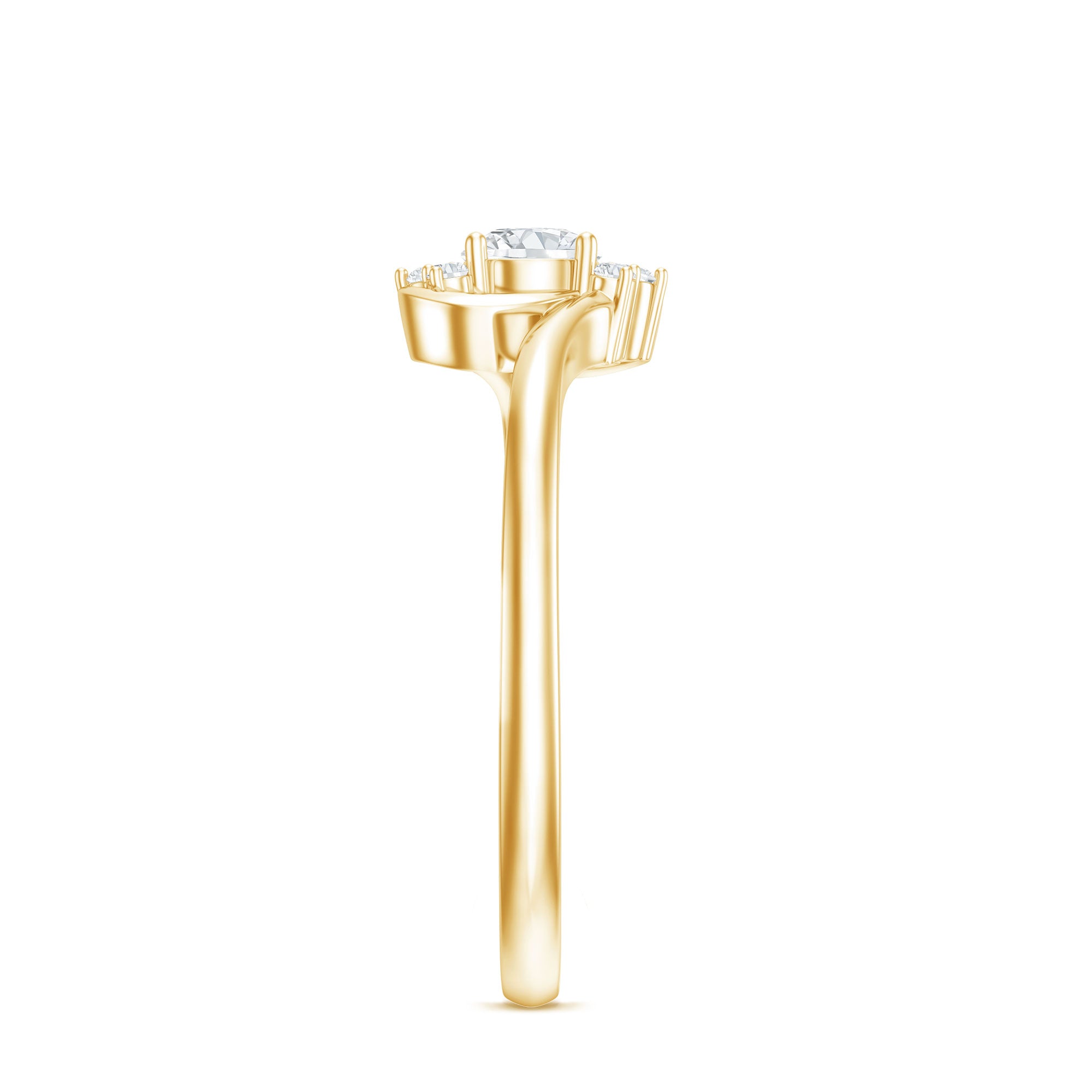 Certified Real Diamond Promise Ring with Bypass Shank Natural - ( HI-SI ) - Rosec Jewels