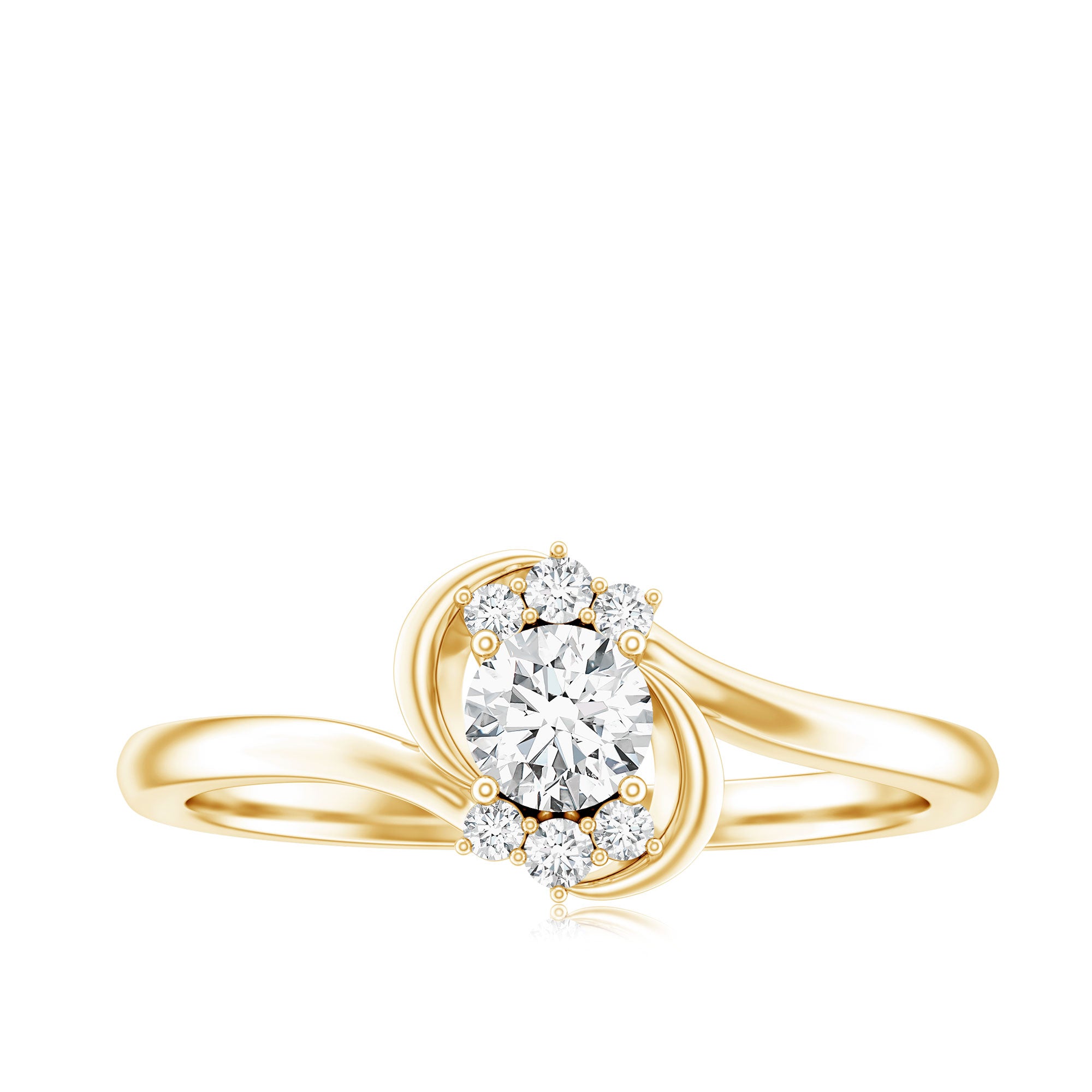 Certified Real Diamond Promise Ring with Bypass Shank Natural - ( HI-SI ) - Rosec Jewels