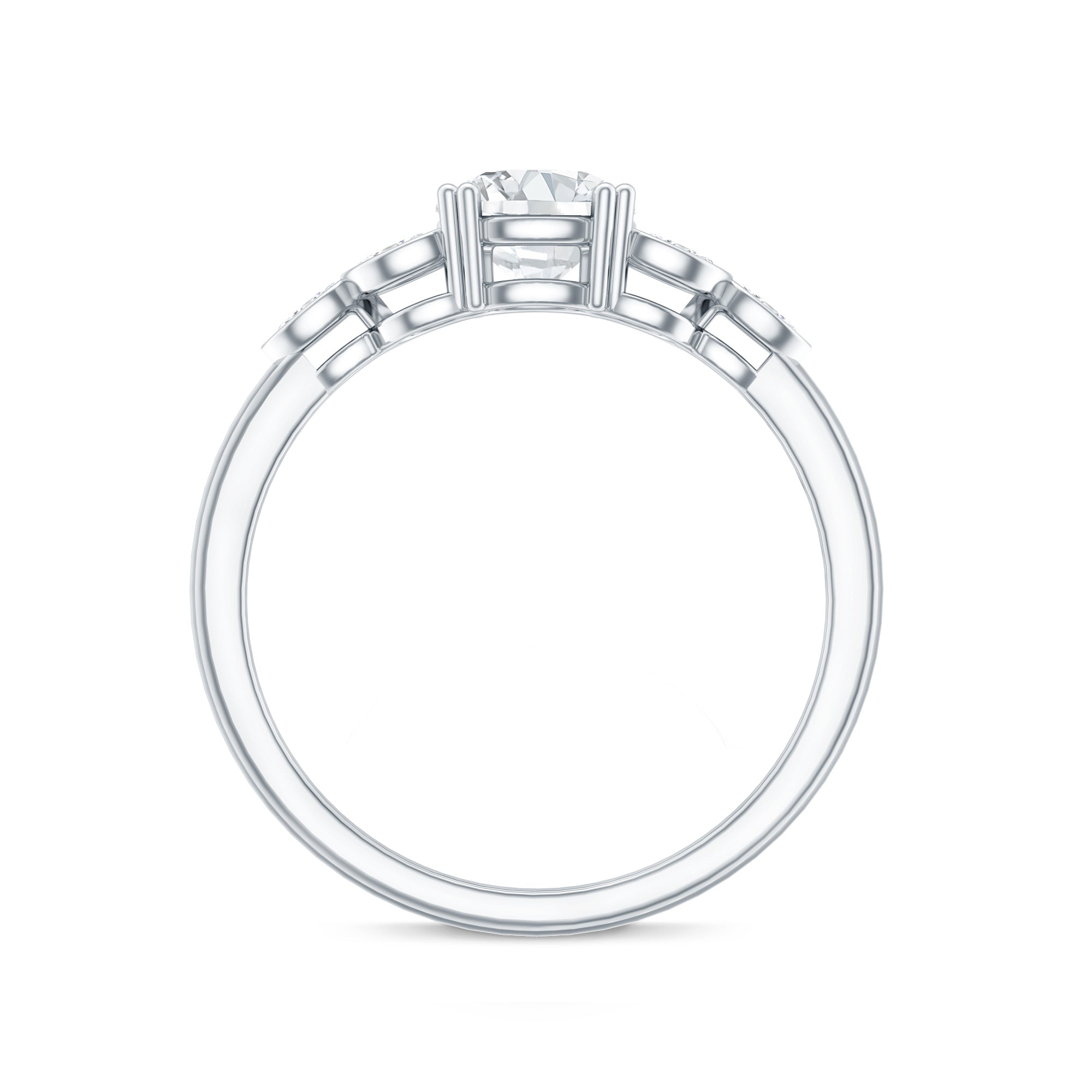 Certified Moissanite Solitaire Engagement Ring with Trio D-VS1 - Rosec Jewels