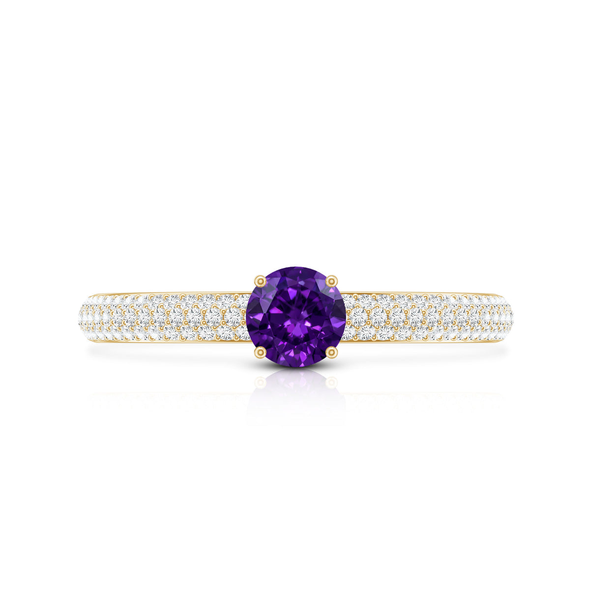 Natural Amethyst Engagement Ring with Diamond for Women AAA - Rosec Jewels