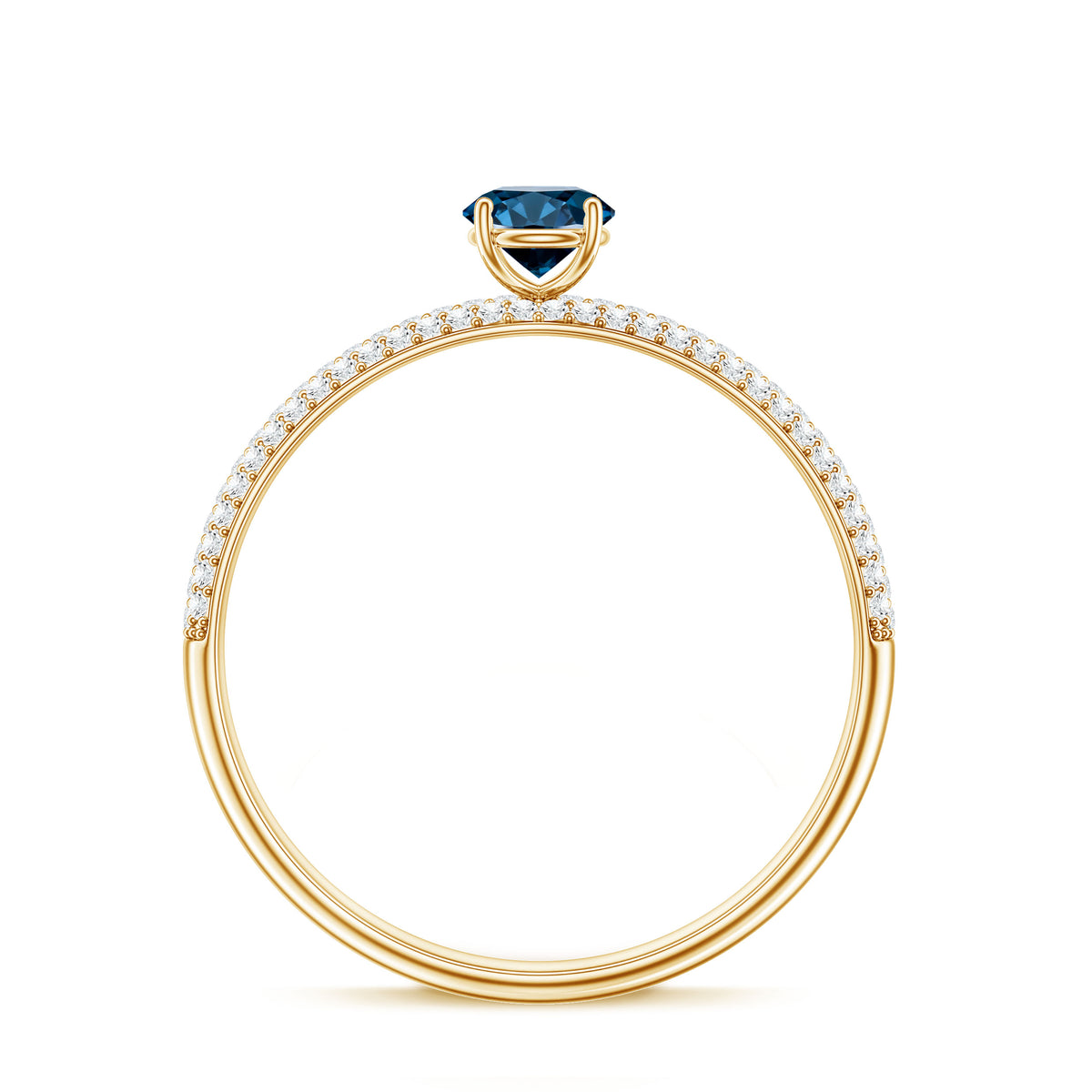 0.6 Carat London Blue Topaz Solitaire Promise Ring with Diamond AAA - Rosec Jewels