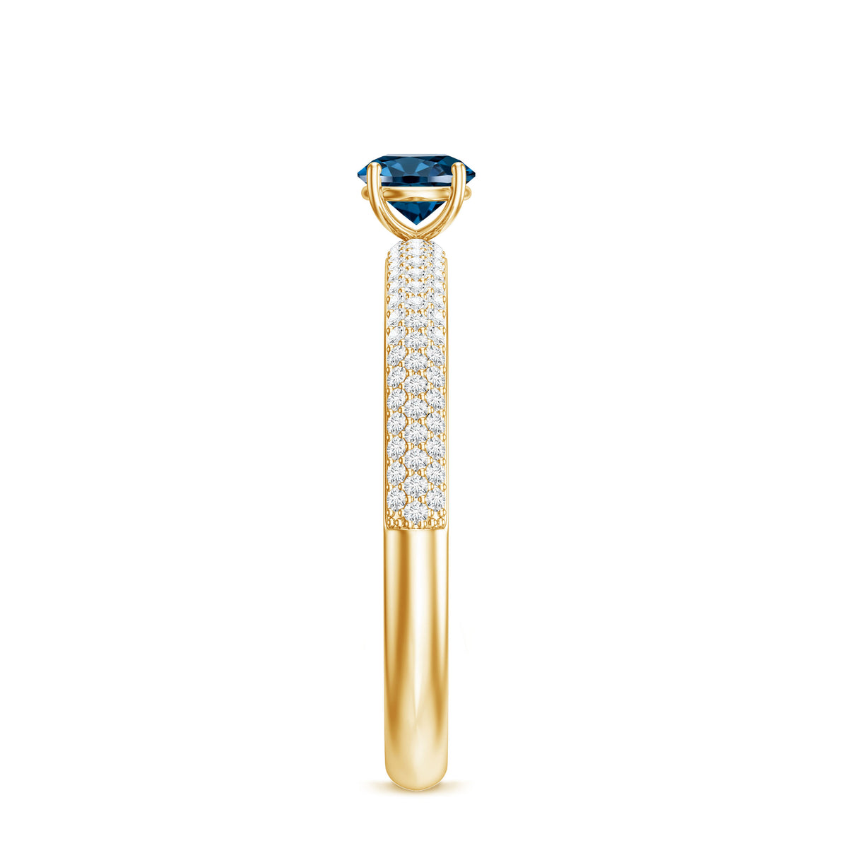 0.6 Carat London Blue Topaz Solitaire Promise Ring with Diamond AAA - Rosec Jewels