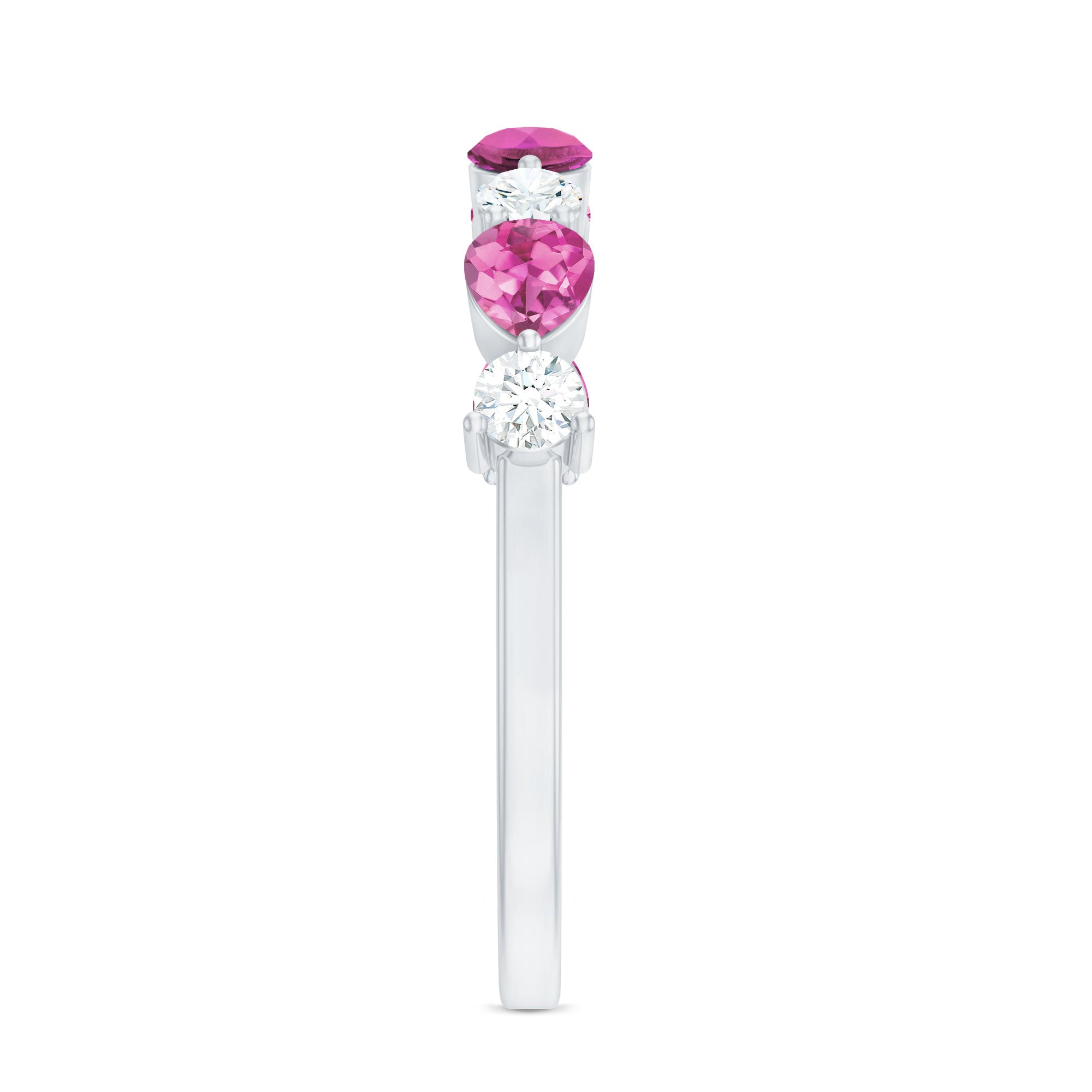 Rosec Jewels-Natural Pink Tourmaline and Diamond Wedding Band For Her