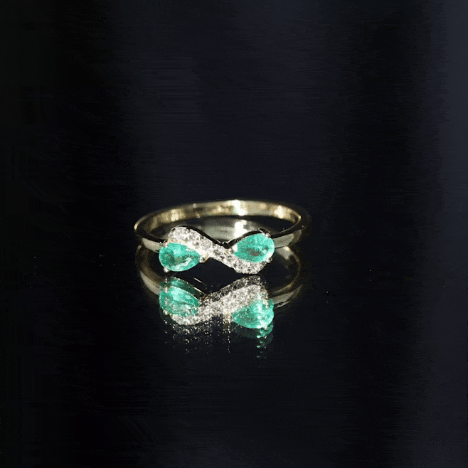 Rosec Jewels-Natural Pear Emerald and Diamond Infinity Promise Ring