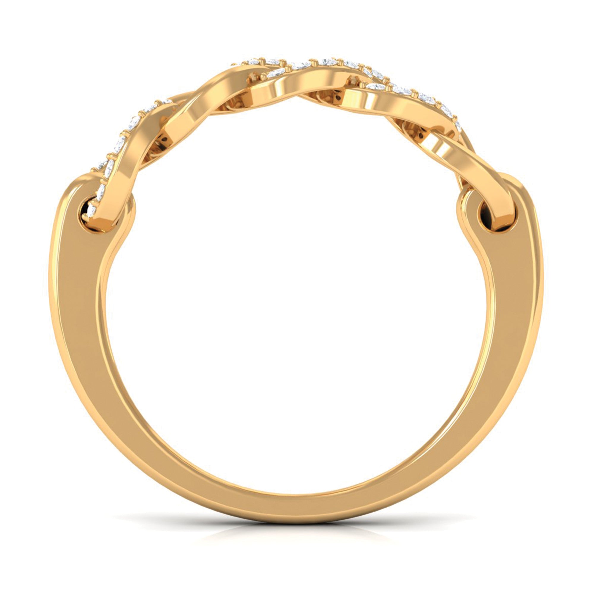Contemporary Diamond Interlock Ring with Certificate Natural - ( HI-SI ) - Rosec Jewels