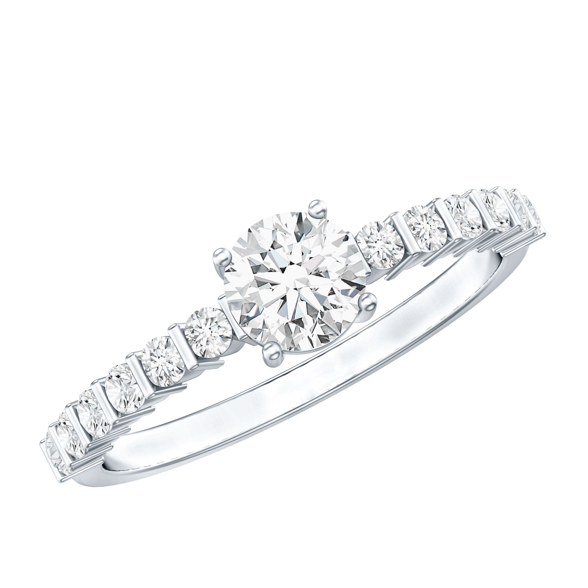 Round Brilliant Cut Moissanite Proposal Ring D-VS1 - Rosec Jewels