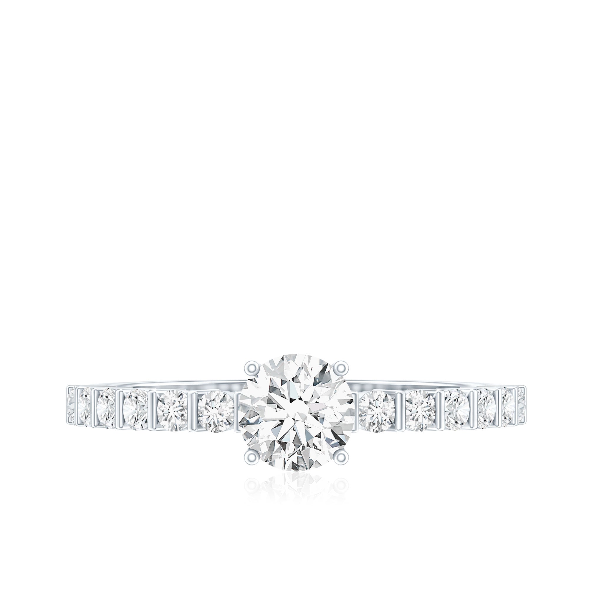 Round Brilliant Cut Moissanite Proposal Ring D-VS1 - Rosec Jewels