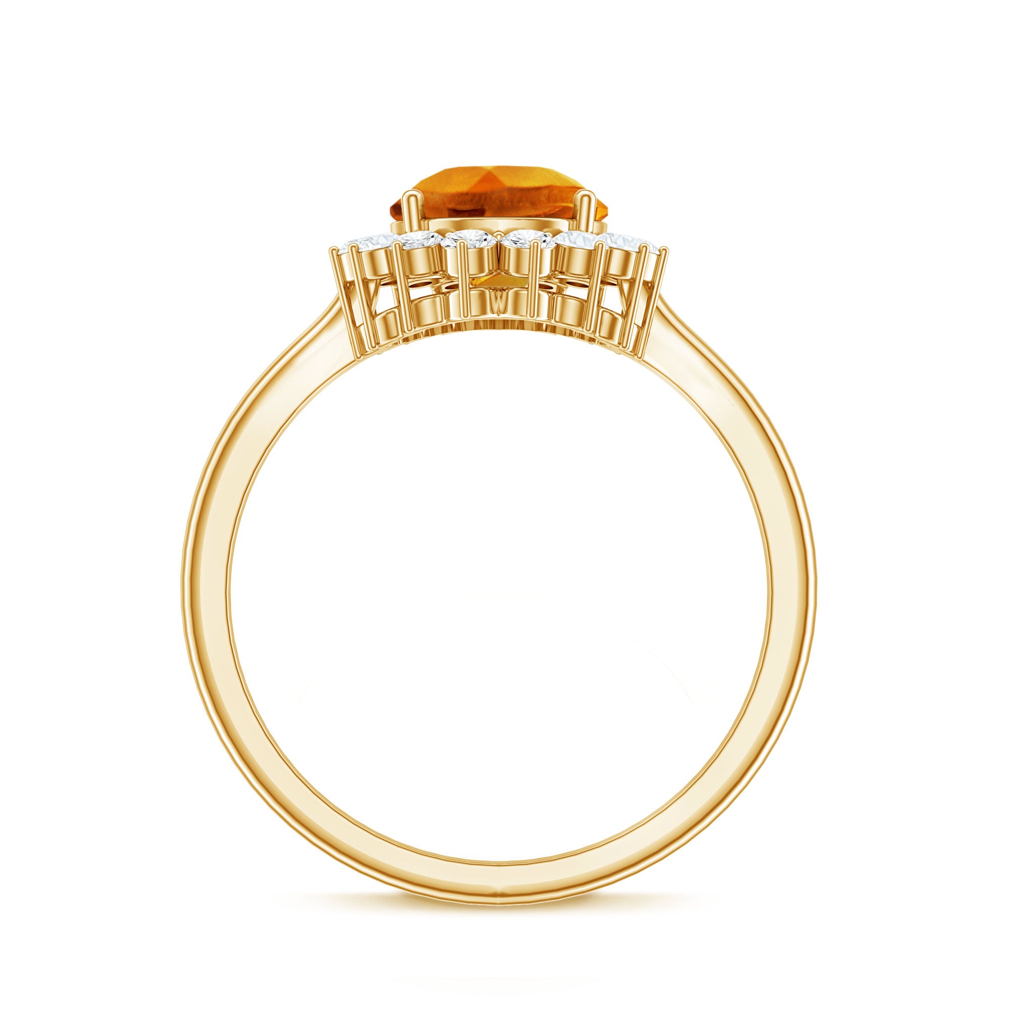 2.5 Carat Lab Grown Orange Sapphire Teardrop Engagement Ring with Diamond Halo AAAA - Rosec Jewels