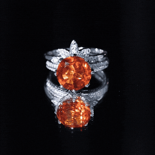 Nature Inspired 4.5 Carat Lab Grown Orange Sapphire Engagement Ring with Enhancer AAAA - Rosec Jewels