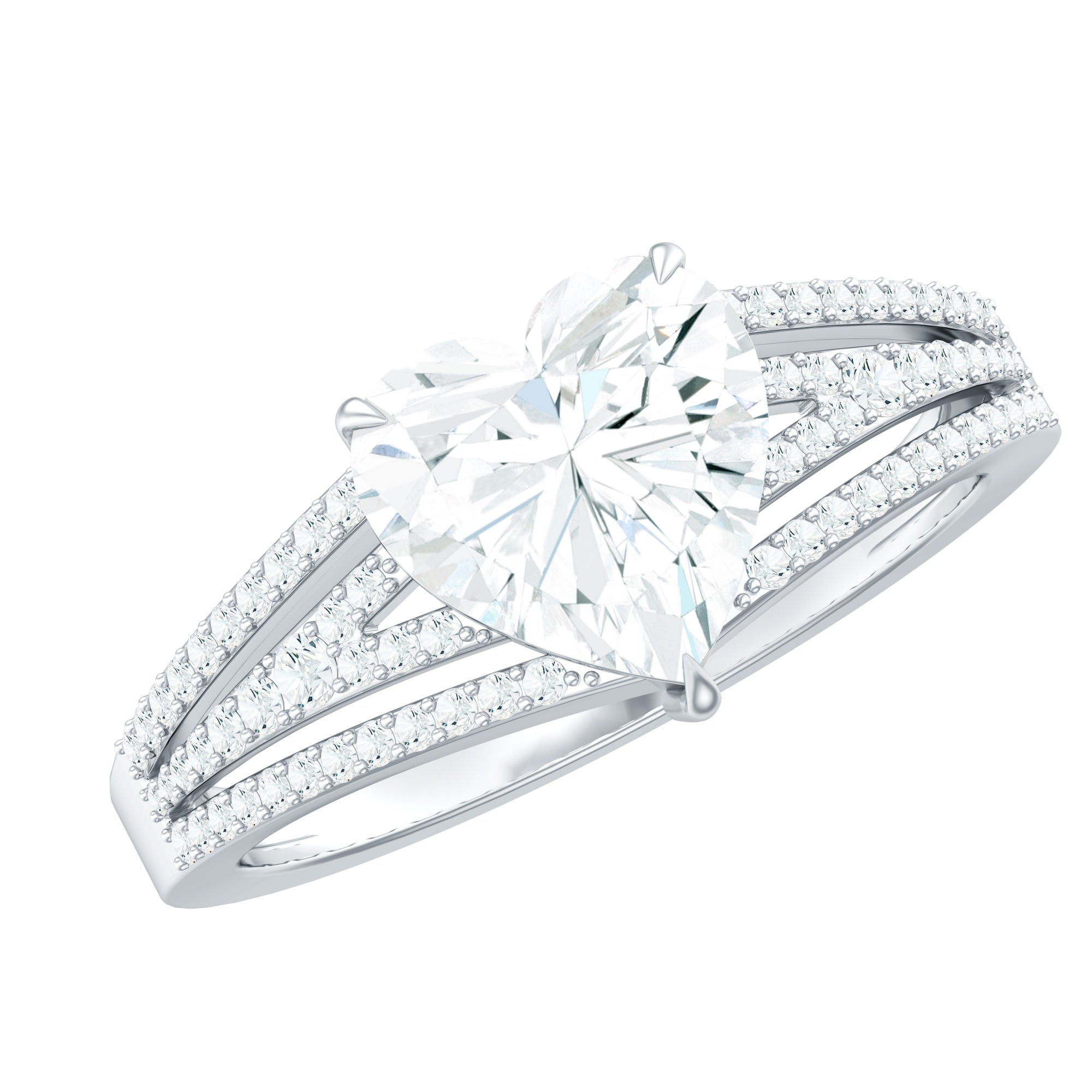 Certified Cubic Zirconia Heart Engagement Ring