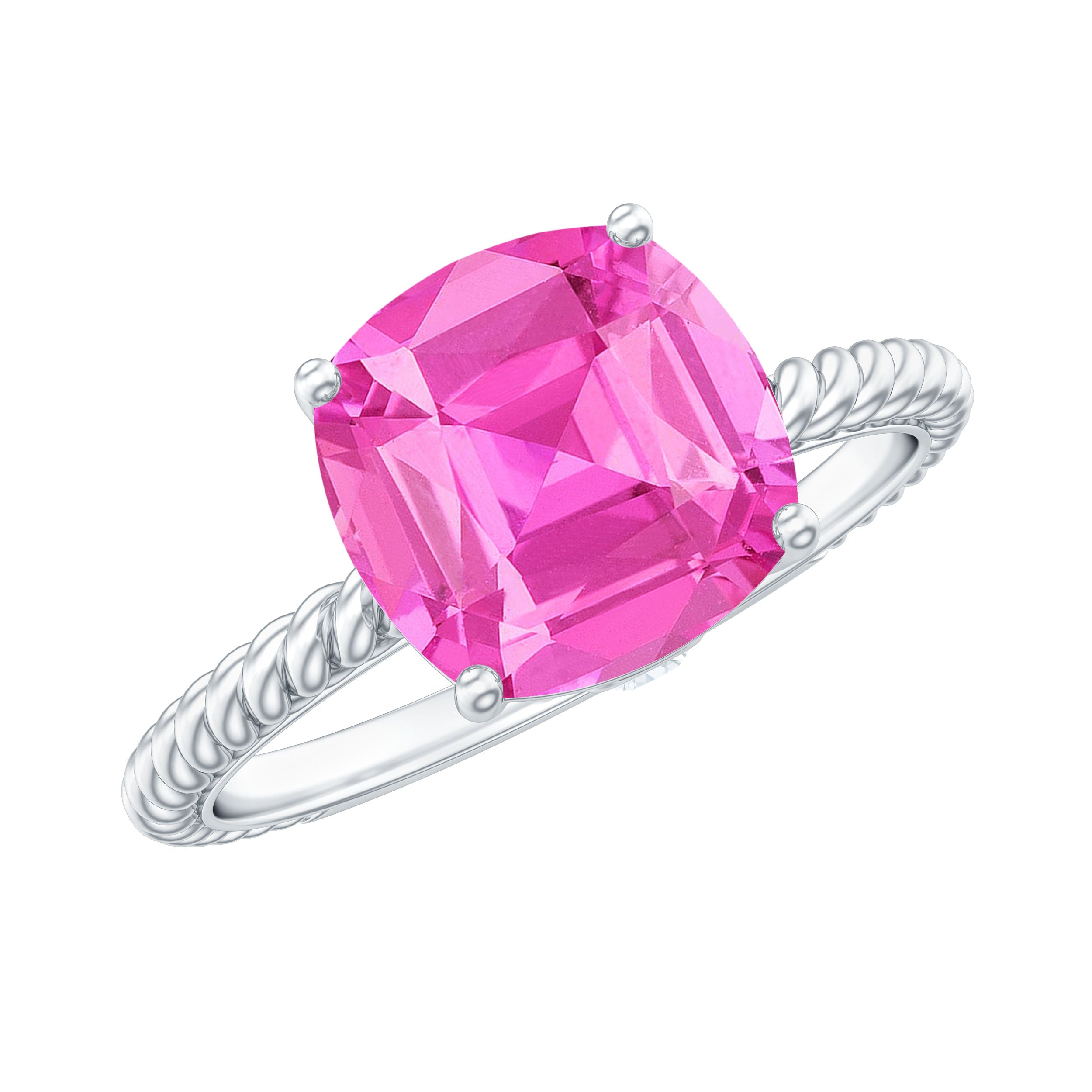Created Pink Sapphire Solitaire Engagement Ring