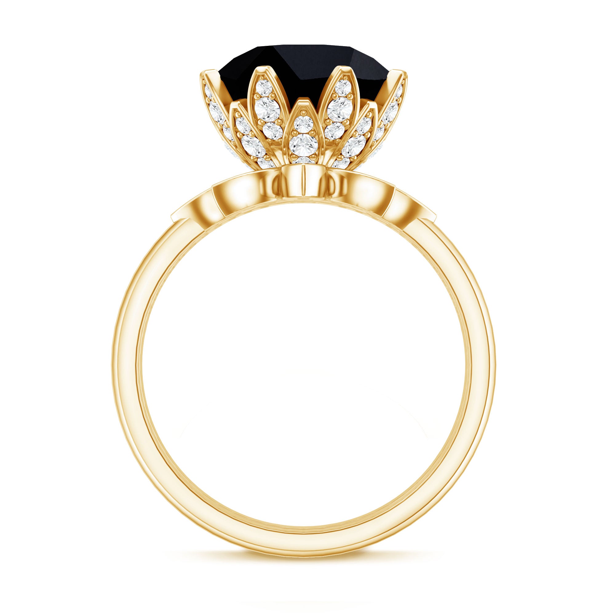 Nature Inspired 4.5 Carat Lab Grown Black and White Diamond Wedding Engagement Ring Set AAAA ( Synthetic ) - Rosec Jewels