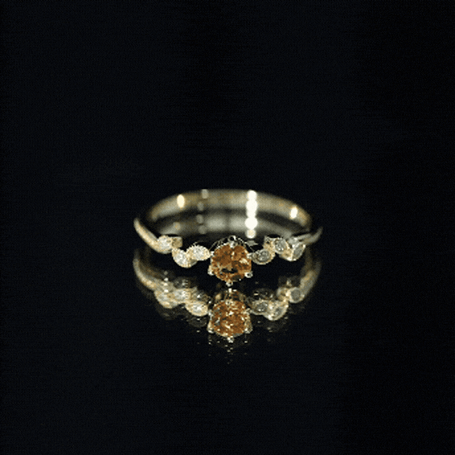 Nature Inspired Citrine and Diamond Proposal Ring for Her AAA 14K Yellow Gold Plated Silver - Rosec Jewels