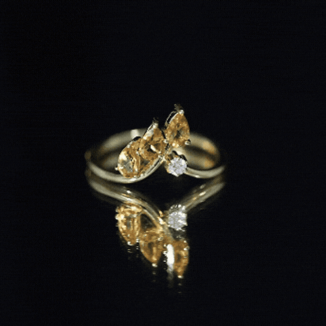 Certified Pear Shaped Citrine Ring Guard with Lab Diamond AAA 14K Yellow Gold Plated Silver - Rosec Jewels