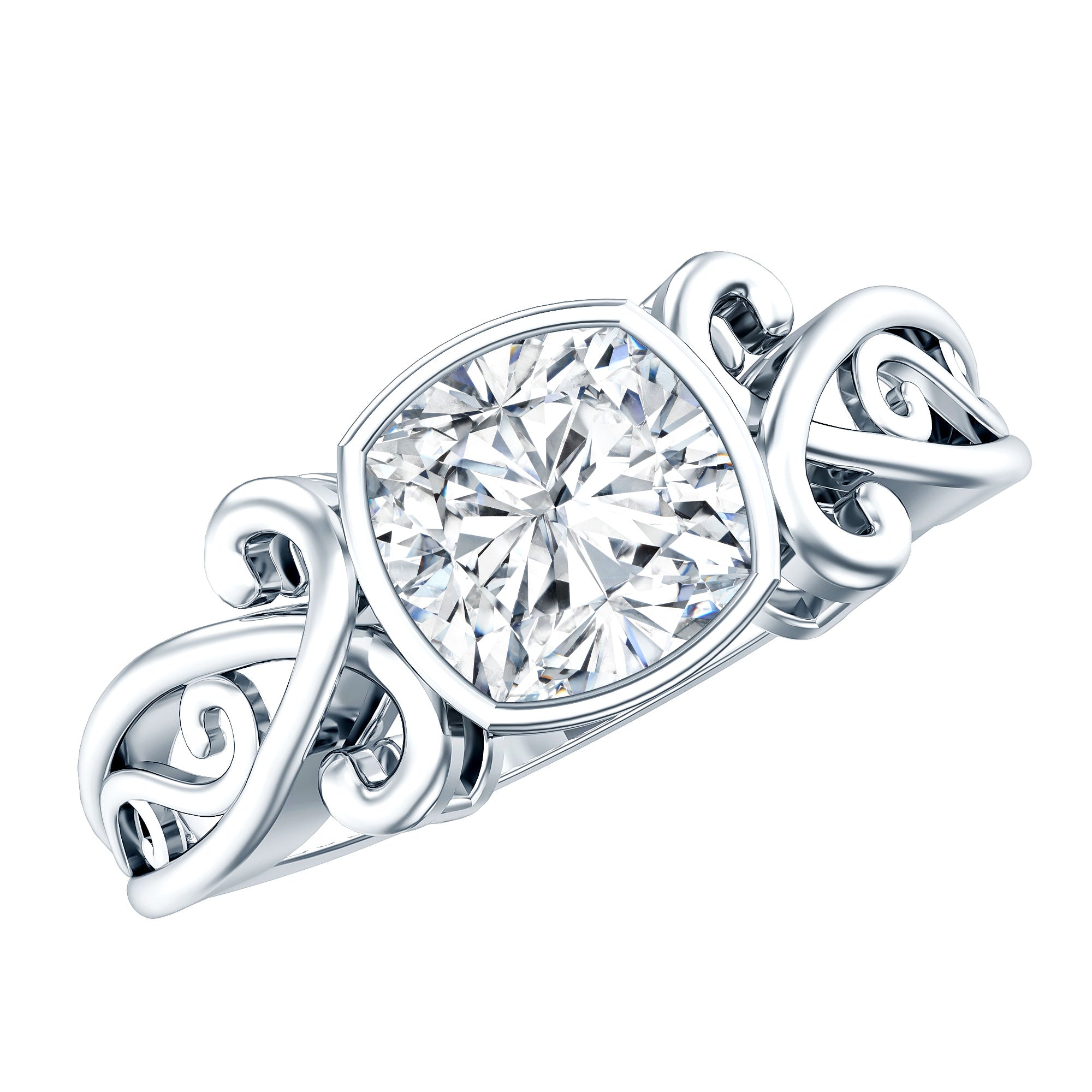 1.7 Carat Lab Grown Diamond Cushion Engagement Ring Lab - ( EF-VS ) - Rosec Jewels