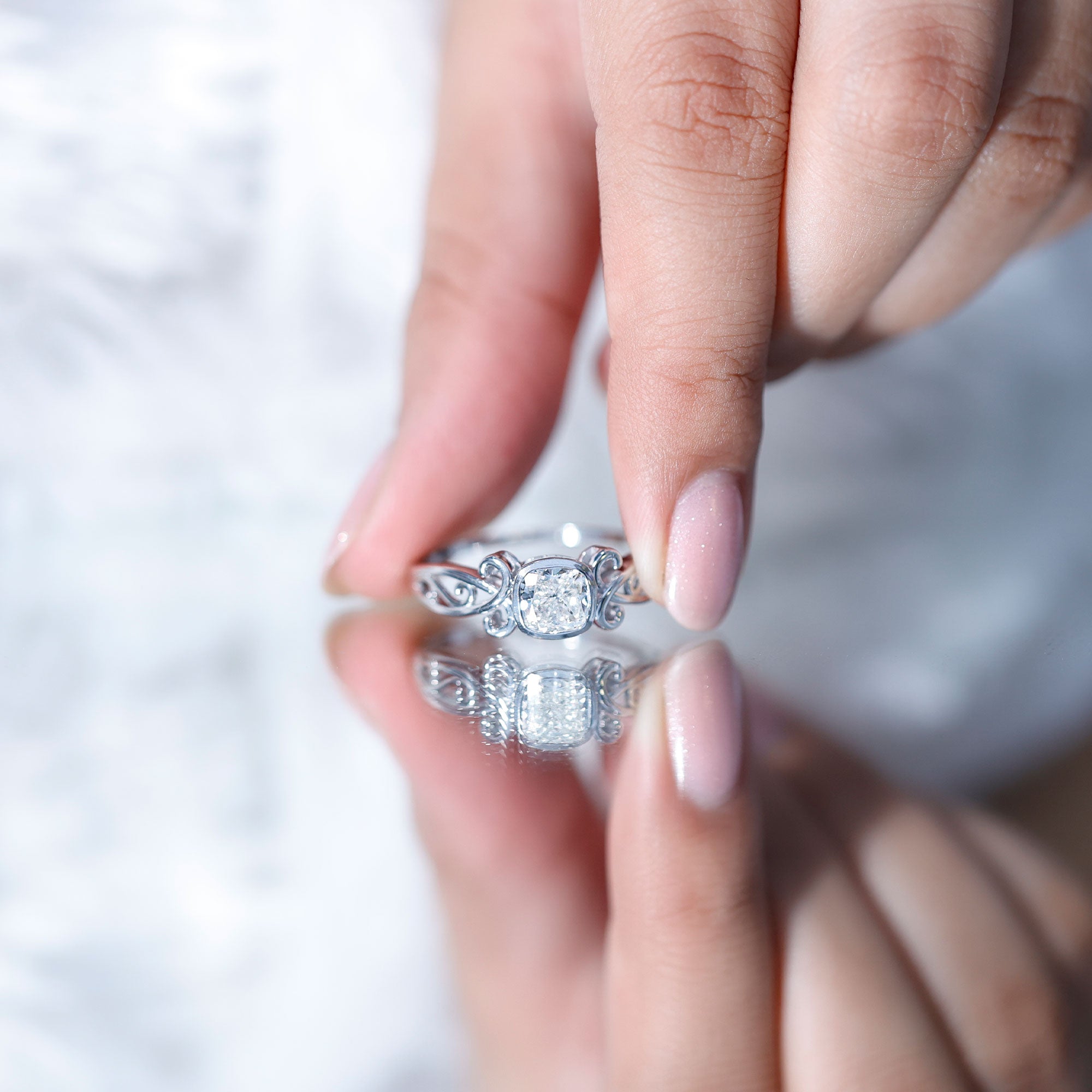 1.7 Carat Lab Grown Diamond Cushion Engagement Ring Lab - ( EF-VS ) - Rosec Jewels