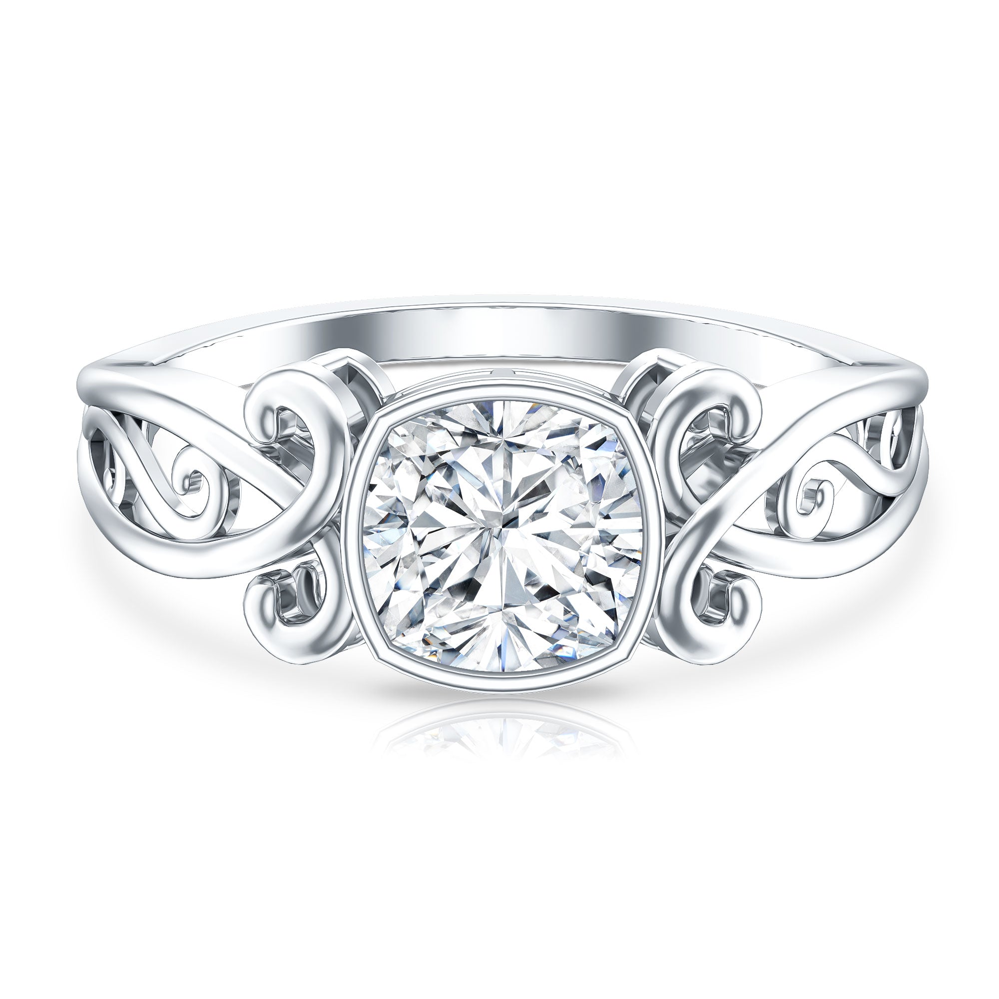 1 Carat Lab Grown Diamond Cushion Engagement Ring Lab - ( EF-VS ) - Rosec Jewels