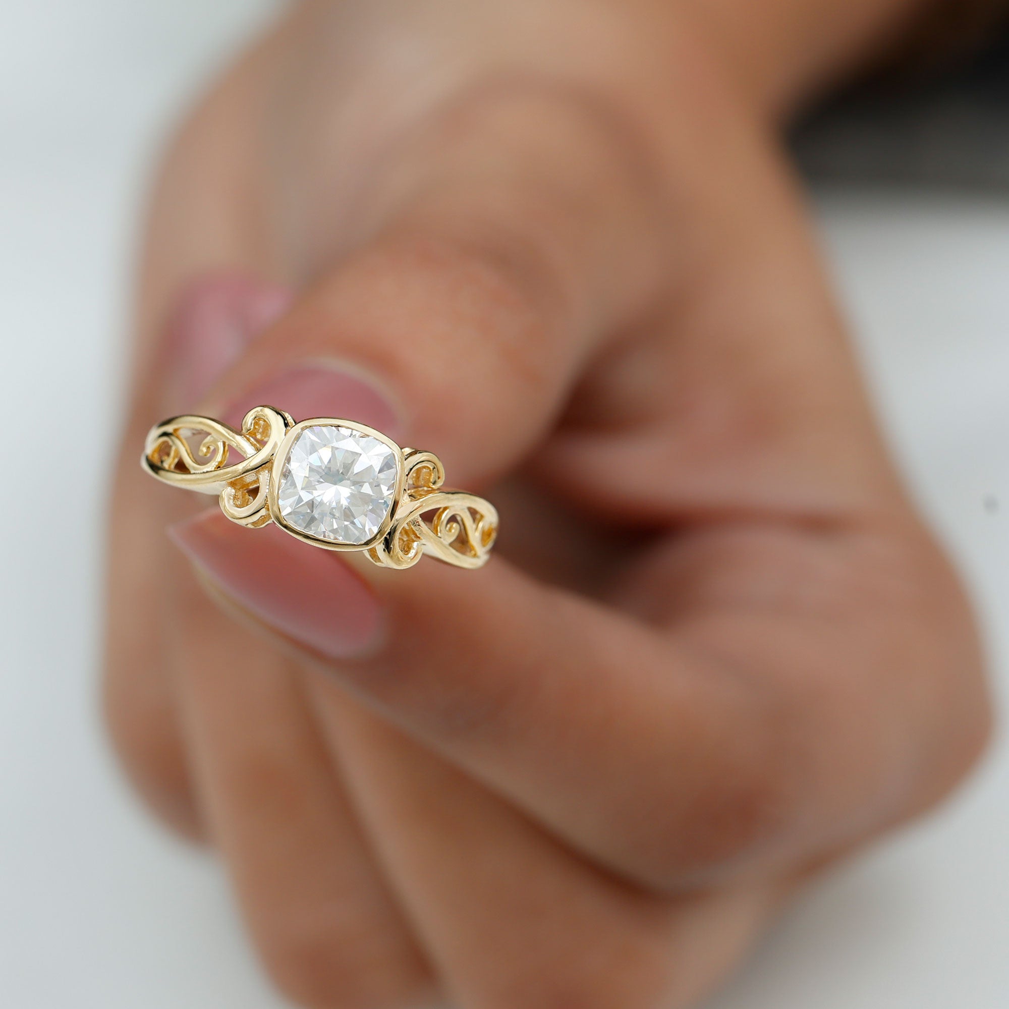 Rosec Jewels-1 Carat Lab Grown Diamond Cushion Engagement Ring