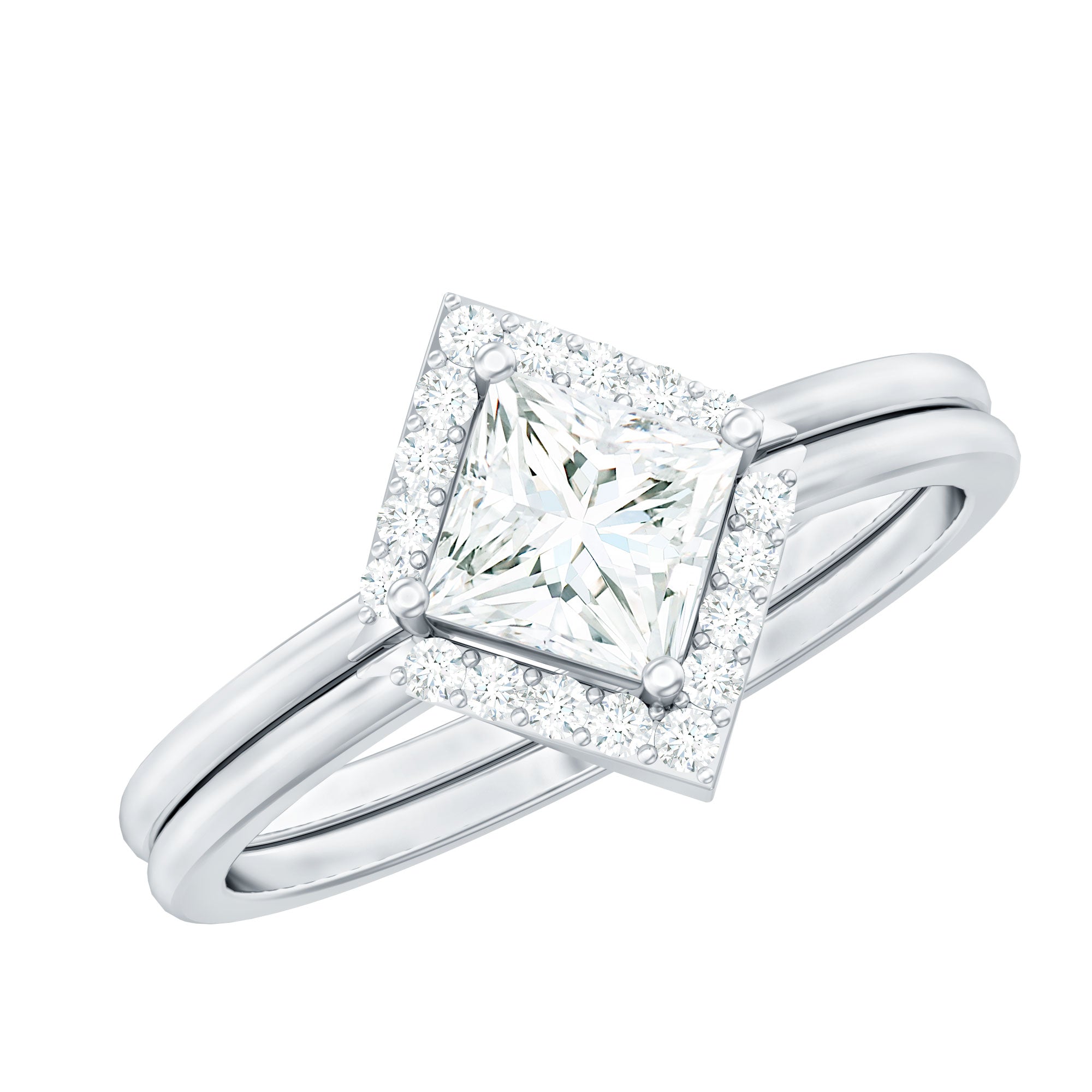 Rosec Jewels-Princess Cut Lab Grown Diamond Bridal Ring Set