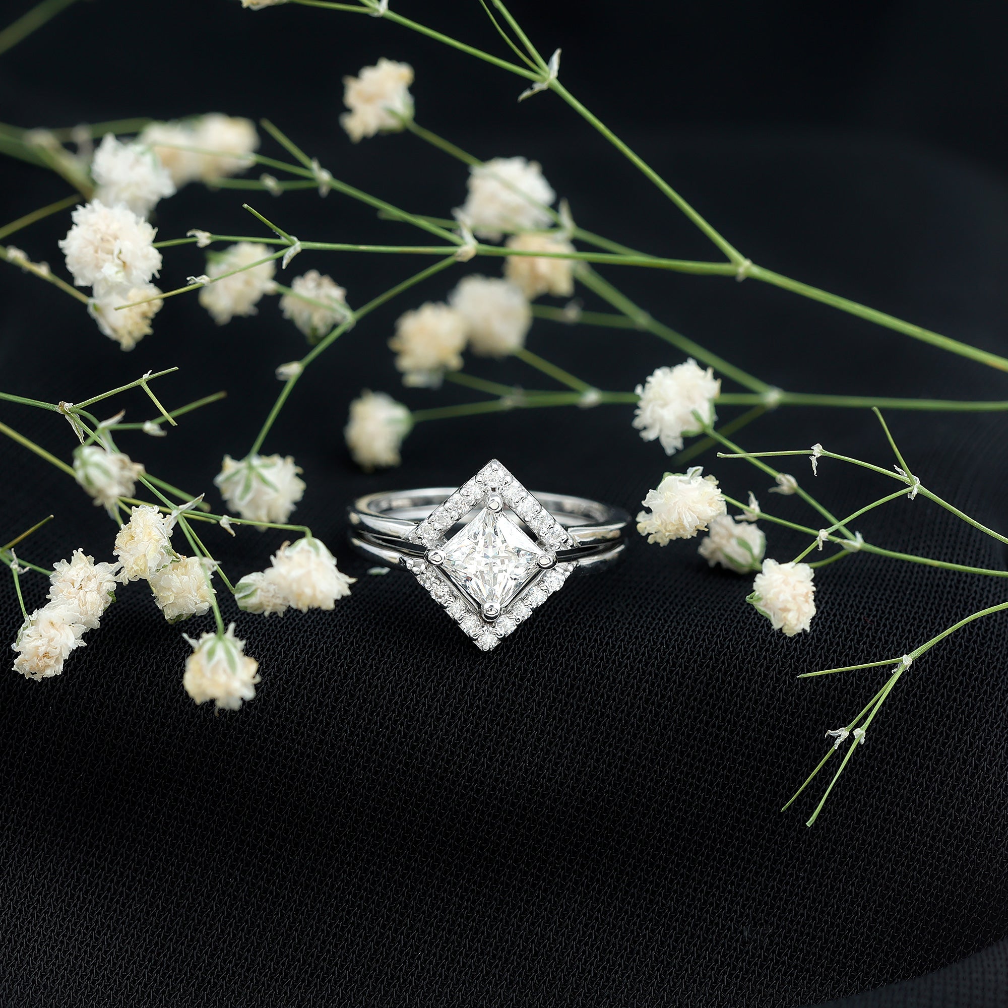 Rosec Jewels-Princess Cut Lab Grown Diamond Bridal Ring Set