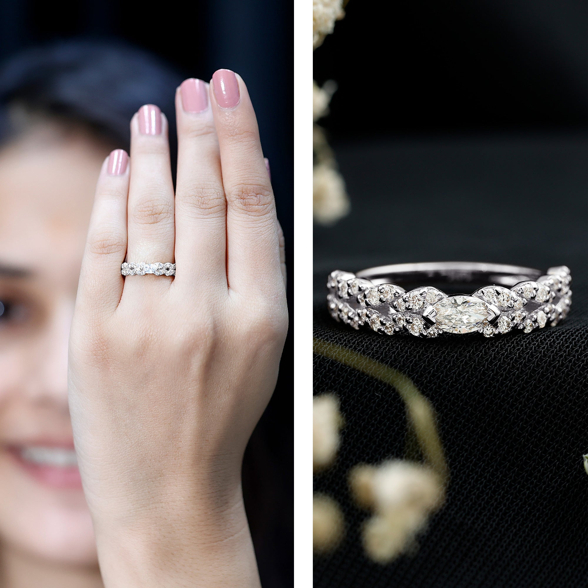 Lab Grown Diamond East West Eternity Ring for Her Lab - ( EF-VS ) - Rosec Jewels