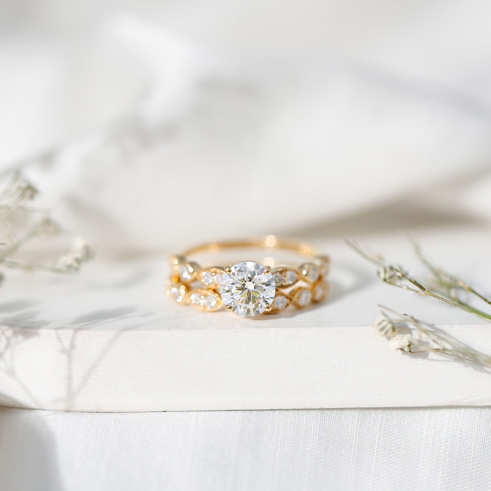 Diamond Designer Marriage Ring Set For Women Lab - ( EF-VS ) - Rosec Jewels