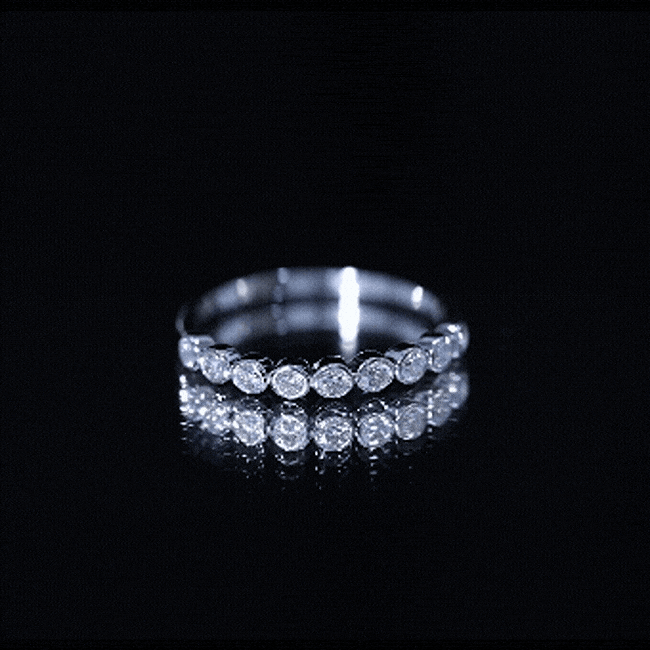 Bezel Set Lab Grown Diamond Half Eternity Ring Lab - ( EF-VS ) - Rosec Jewels