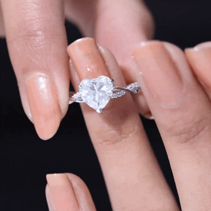 Brilliant Cut Lab Grown Diamond Heart Shape Engagement Ring Lab - ( EF-VS ) - Rosec Jewels