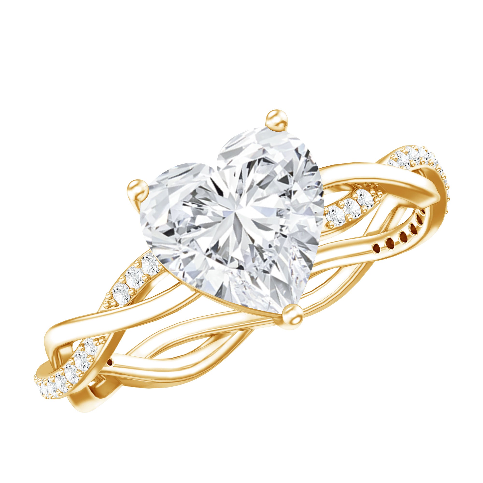 Brilliant Cut Lab Grown Diamond Heart Shape Engagement Ring Lab - ( EF-VS ) - Rosec Jewels