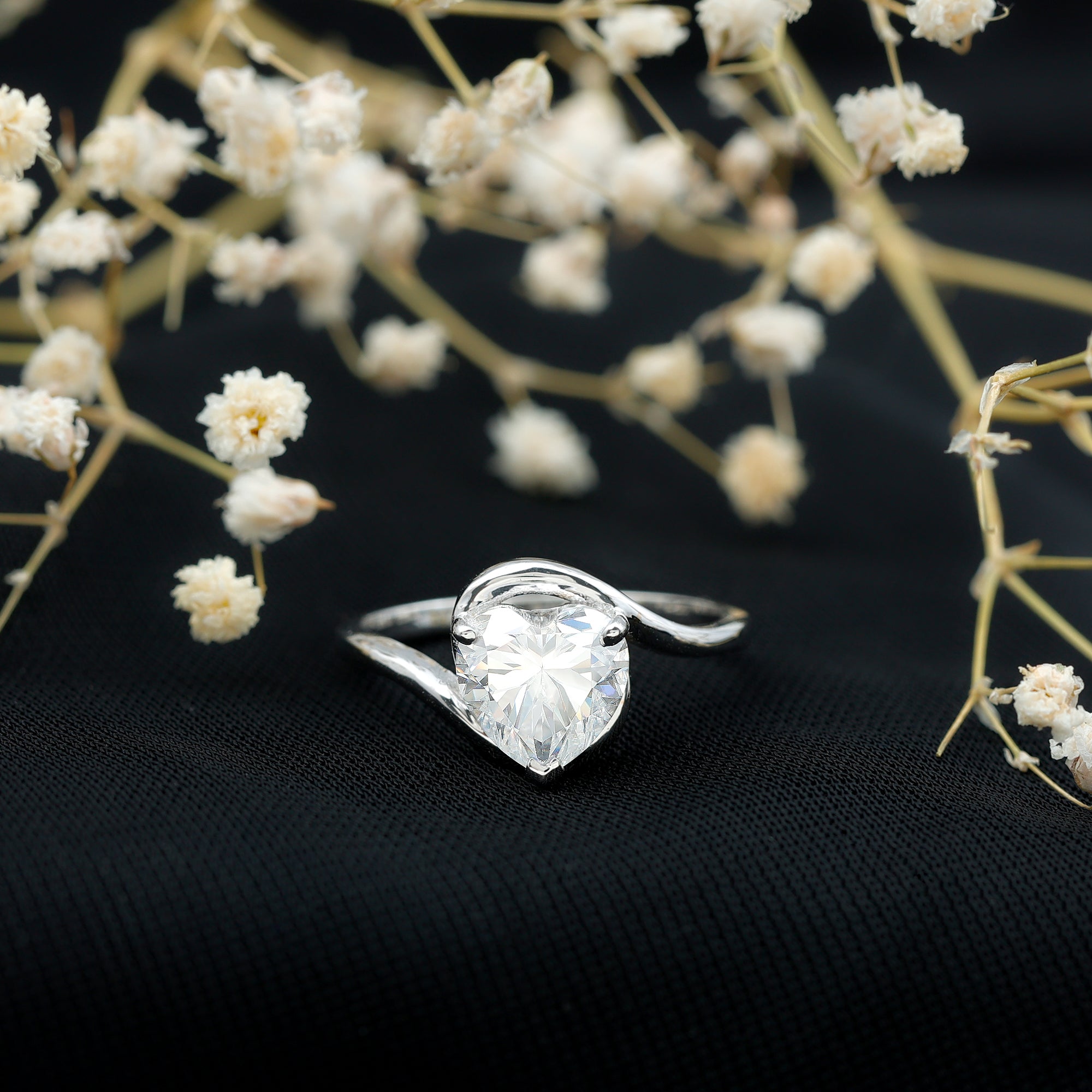 2 Carat Lab Grown Diamond Heart Shape Engagement Ring For Her Lab - ( EF-VS ) - Rosec Jewels