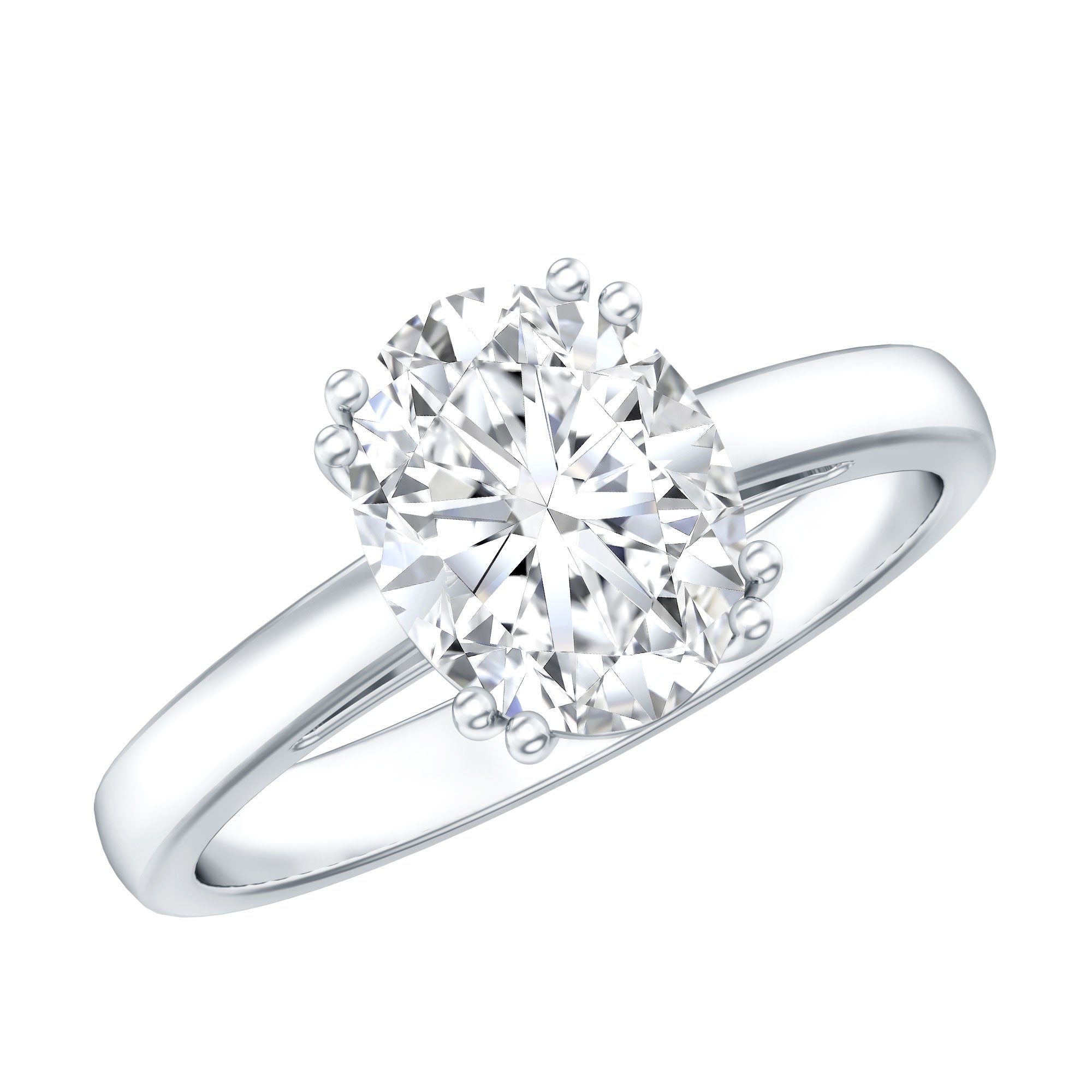 4 Prong Oval Cut Lab Grown Diamond Engagement Ring Lab - ( EF-VS ) - Rosec Jewels