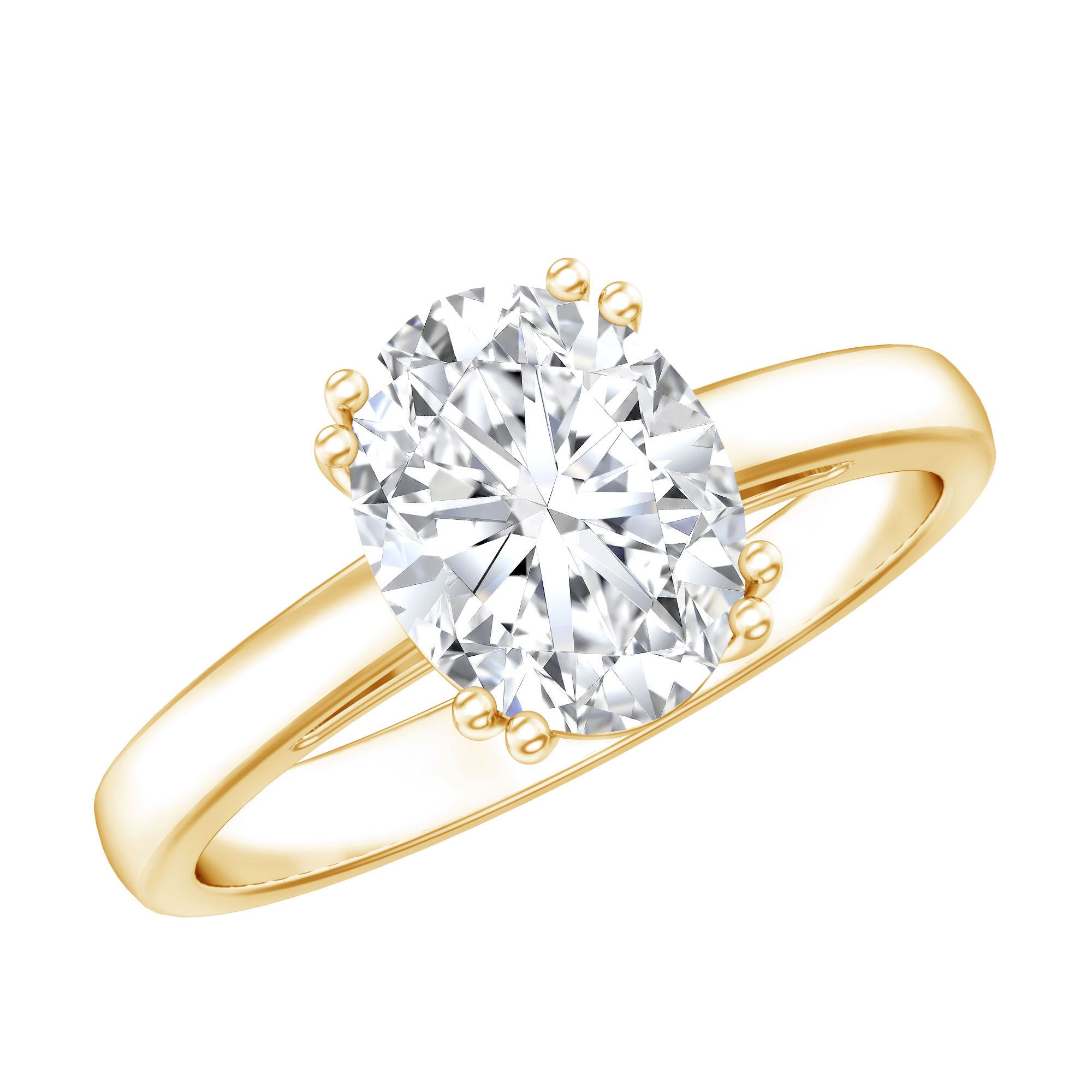 4 Prong Oval Cut Lab Grown Diamond Engagement Ring Lab - ( EF-VS ) - Rosec Jewels