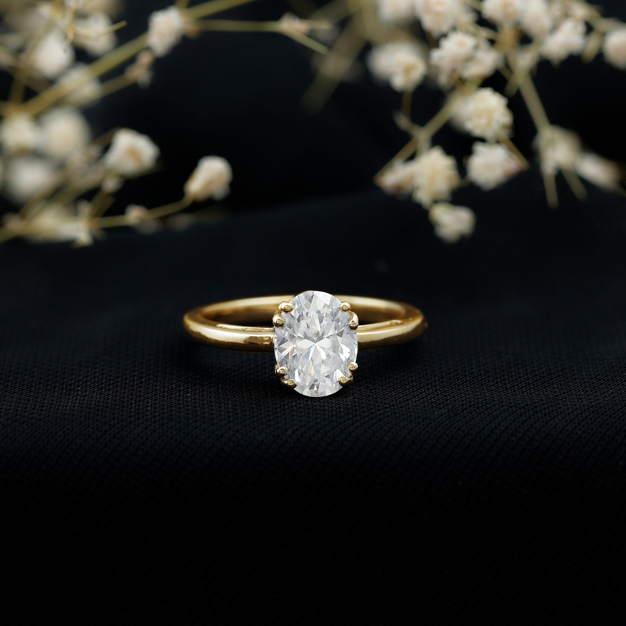 4 Prong Oval Cut Lab Grown Diamond Engagement Ring Lab - ( EF-VS ) - Rosec Jewels