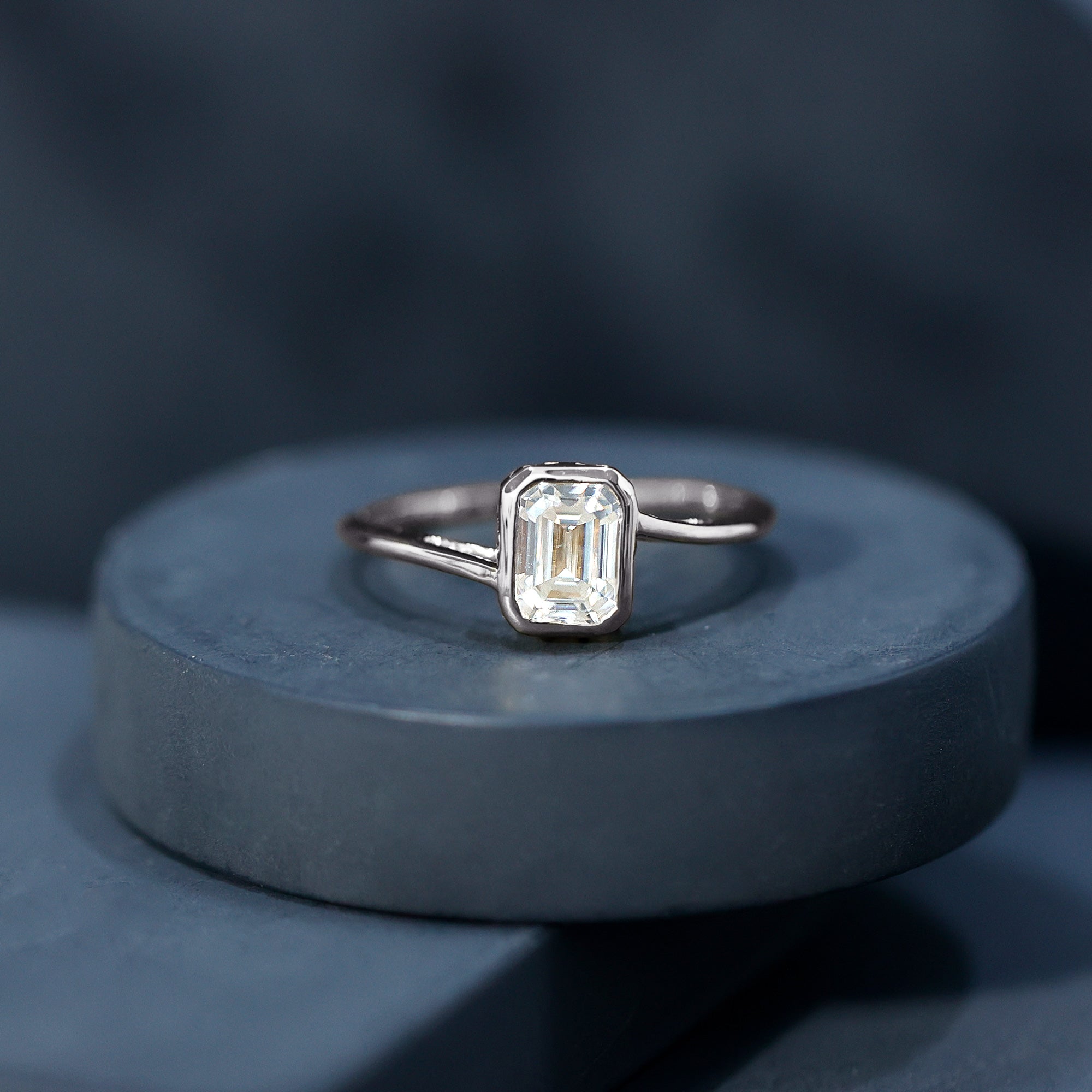 Bezel Set Lab Grown Diamond Bypass Engagement Ring Lab - ( EF-VS ) - Rosec Jewels